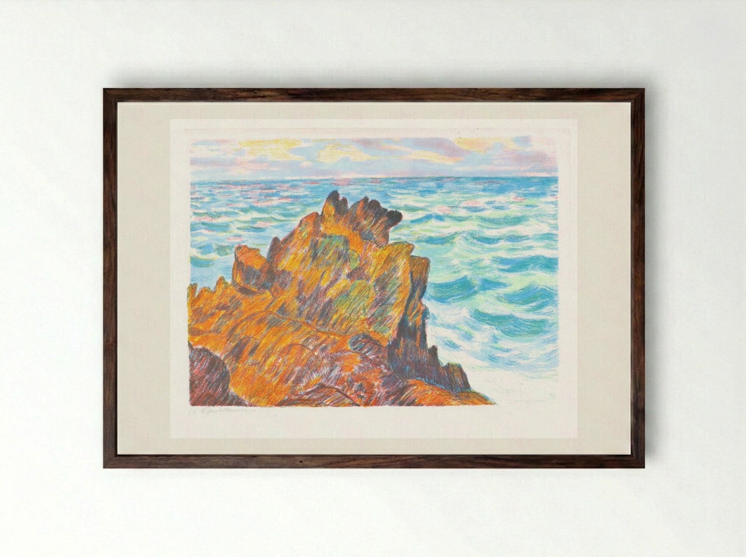 Les rochers rouges - Armand Guillaumin - Framed Print Dark Wood
