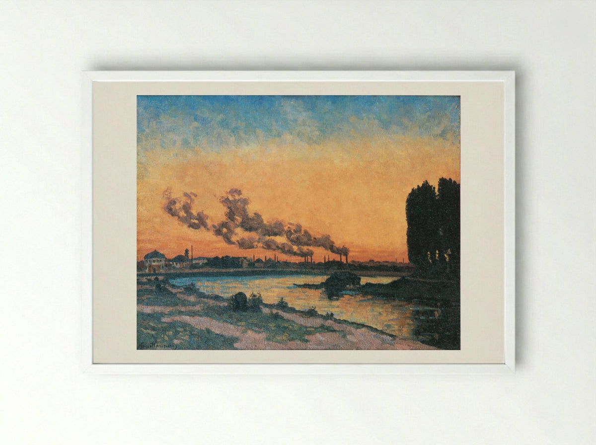 Sunset at Ivry - Armand Guillaumin - Framed Print White