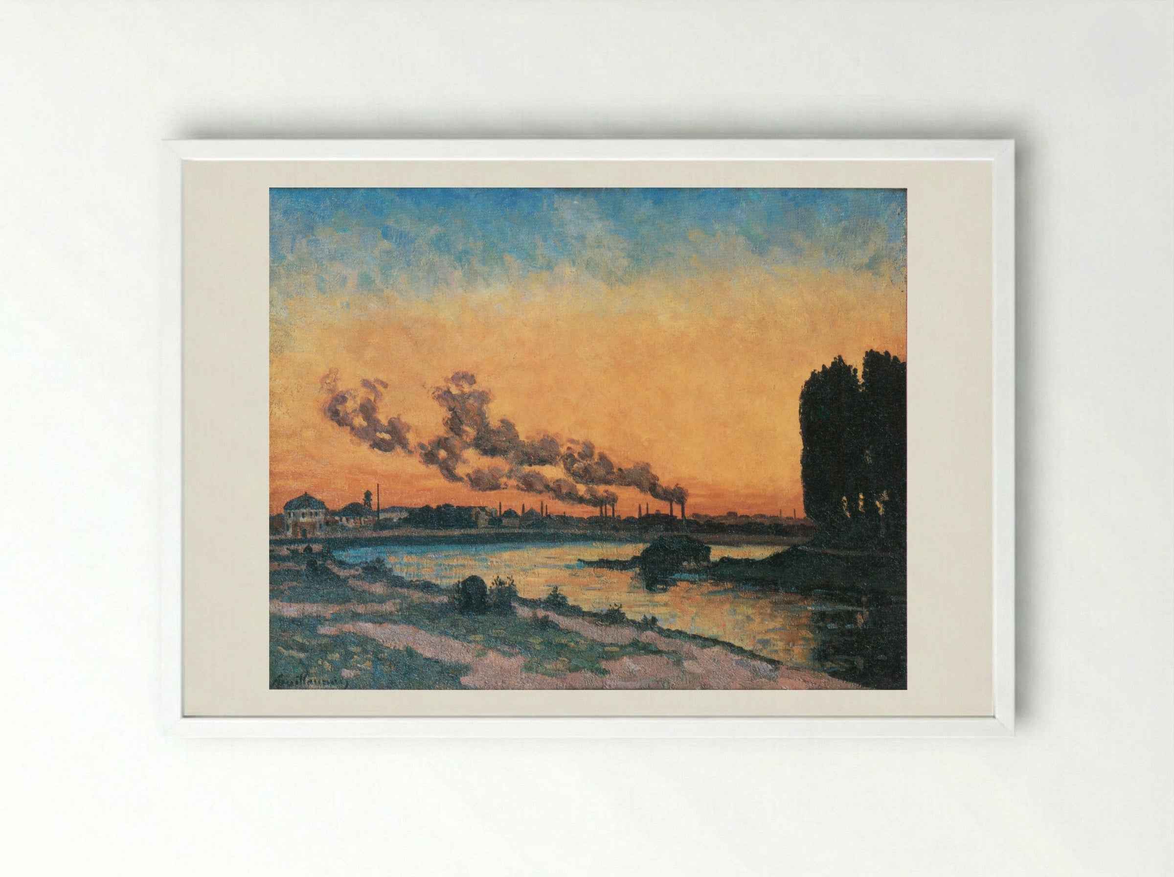 Sunset at Ivry - Armand Guillaumin - Framed Print White