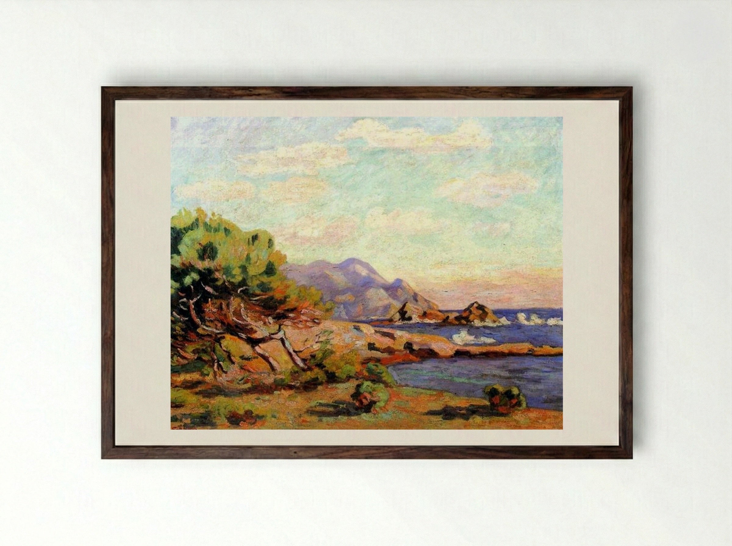 La Pointe du Lou Gaou - Armand Guillaumin - Framed Print Dark Wood