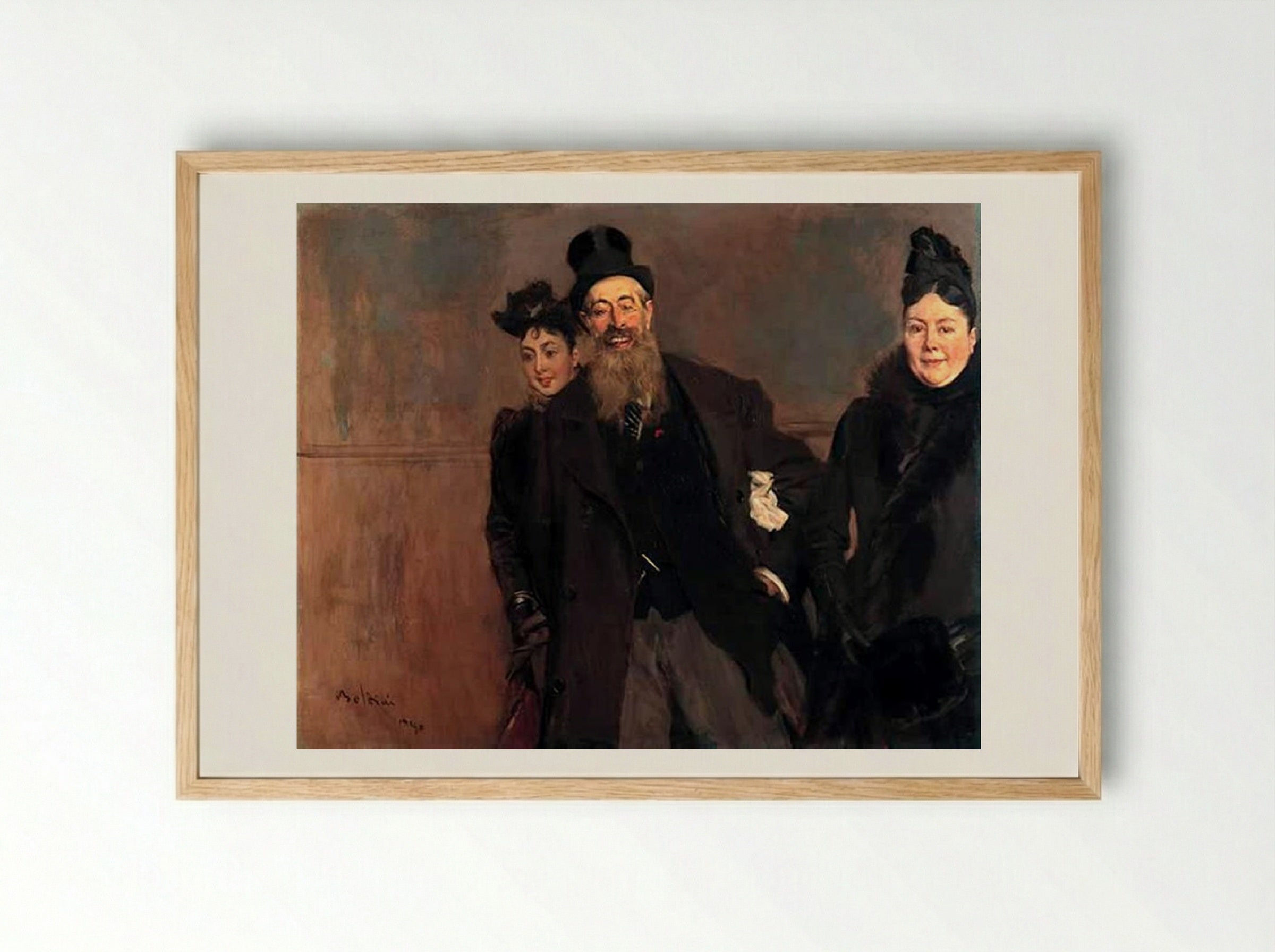 John Lewis Brown with Wife and Daughter - Giovanni Boldini - Framed Print Wood