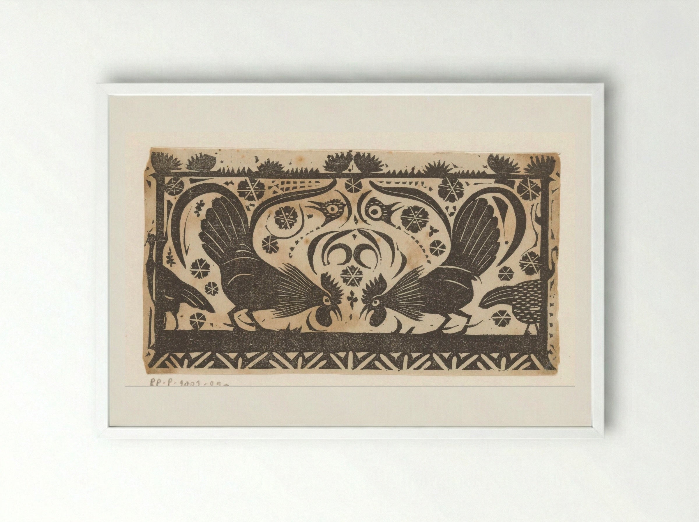 Titelhoofd met hanen - Gerrit Willem Dijsselhof - Framed Print White