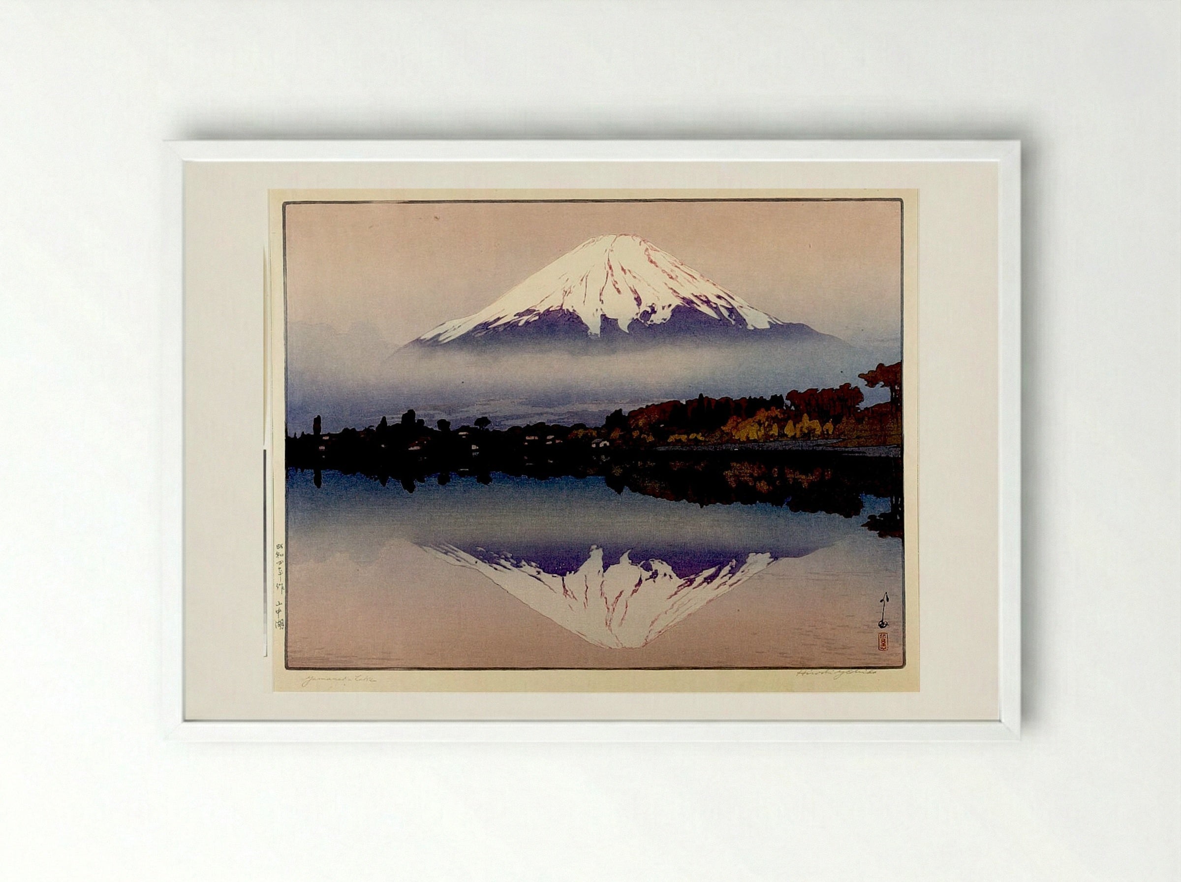 Yamanaka Lake (Yamanaka-ko) - Yoshida Hiroshi - Framed Print White
