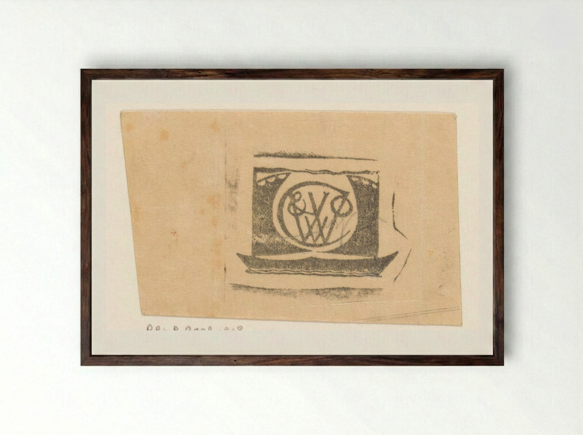 Ex libris voor E.J. van Wisselingh & Co - Gerrit Willem Dijsselhof - Framed Print Dark Wood