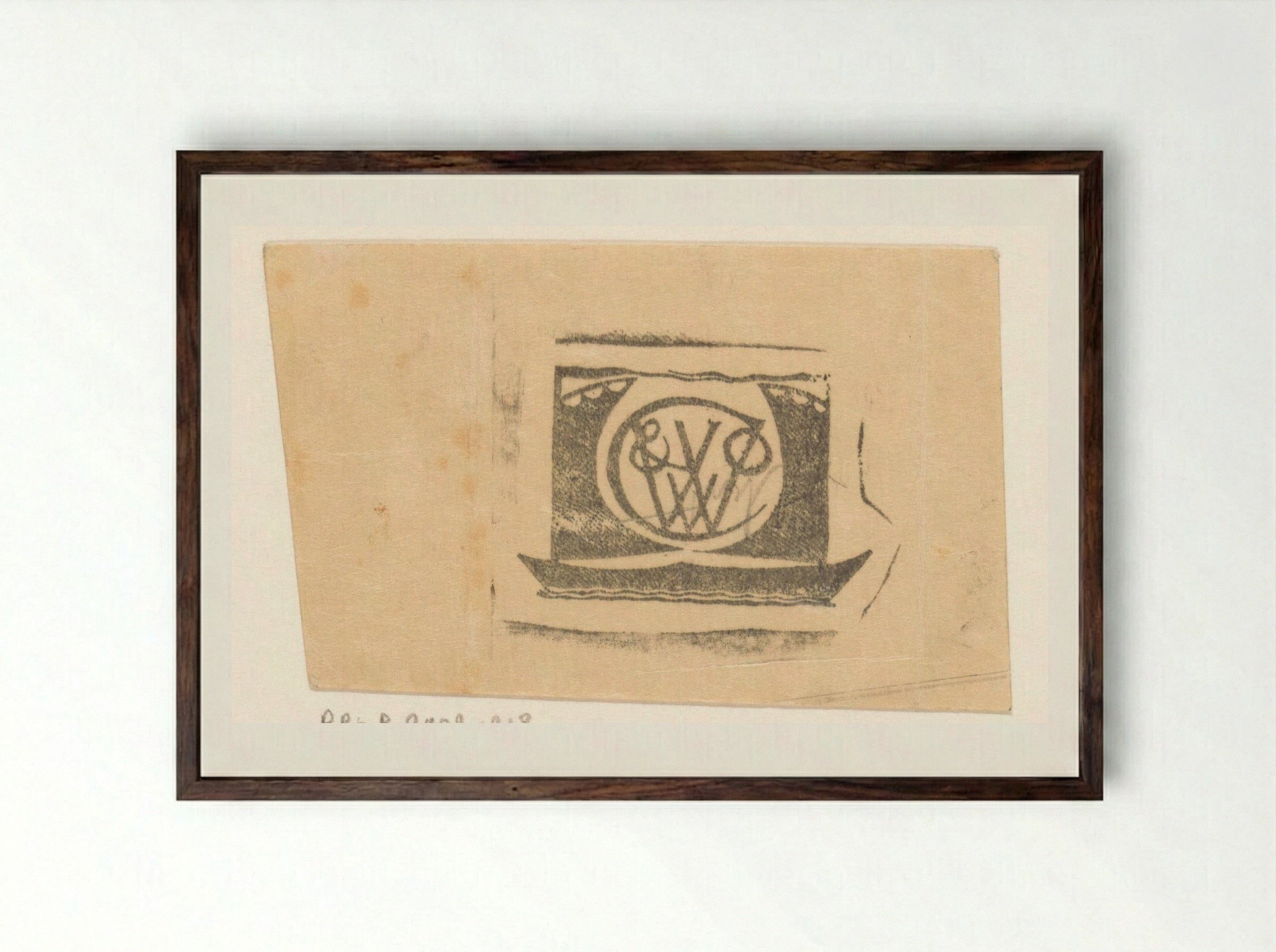 Ex libris voor E.J. van Wisselingh & Co - Gerrit Willem Dijsselhof - Framed Print Dark Wood