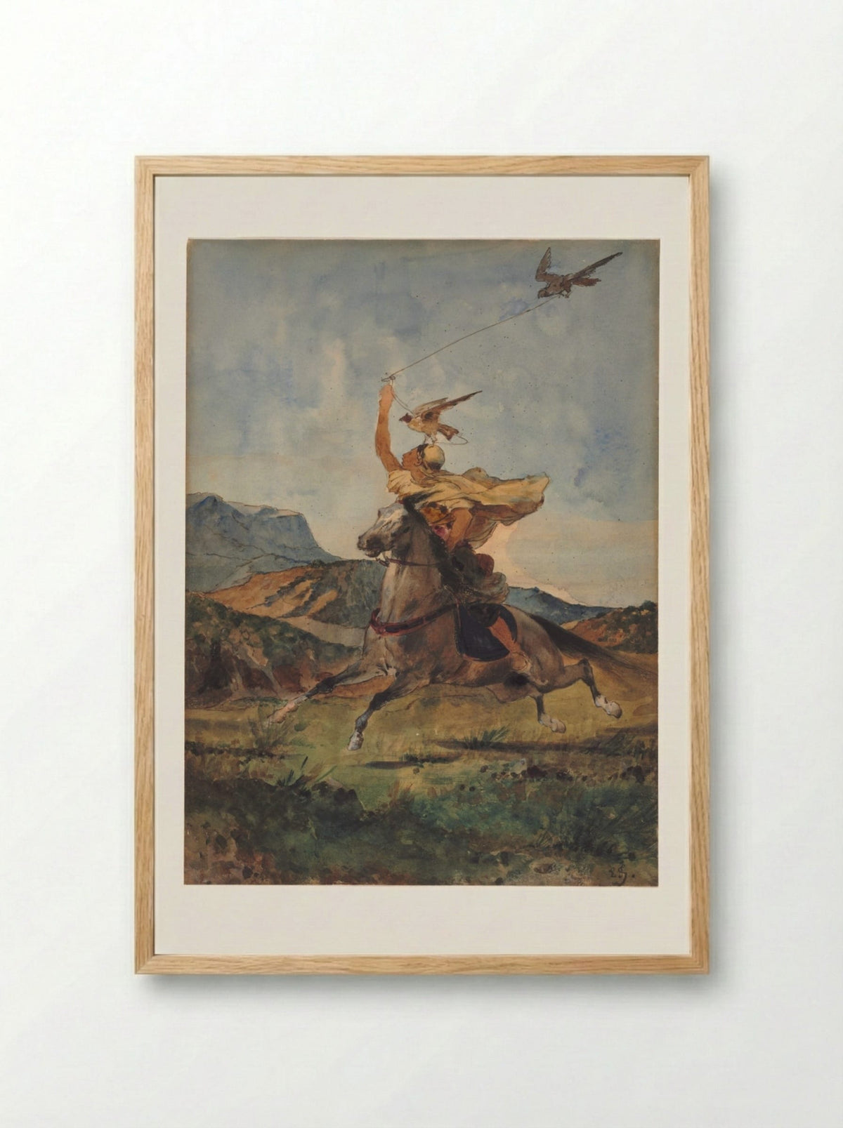The Falconer - Eugène Fromentin - Framed Print Wood