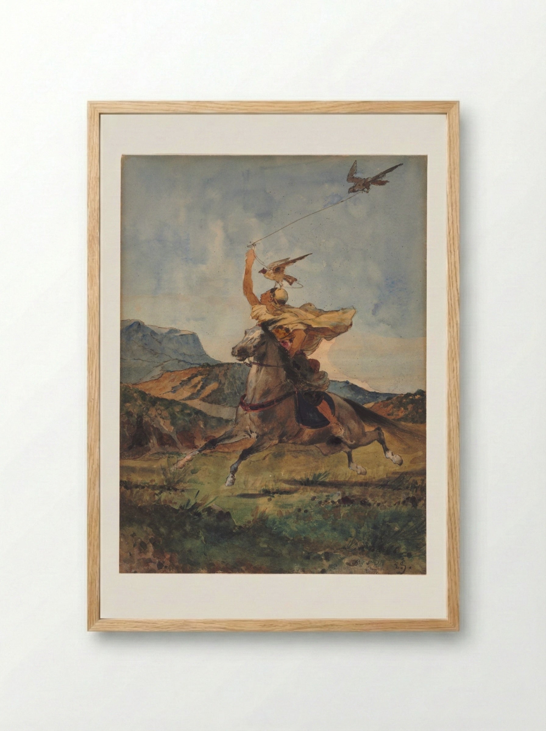 The Falconer - Eugène Fromentin - Framed Print Wood