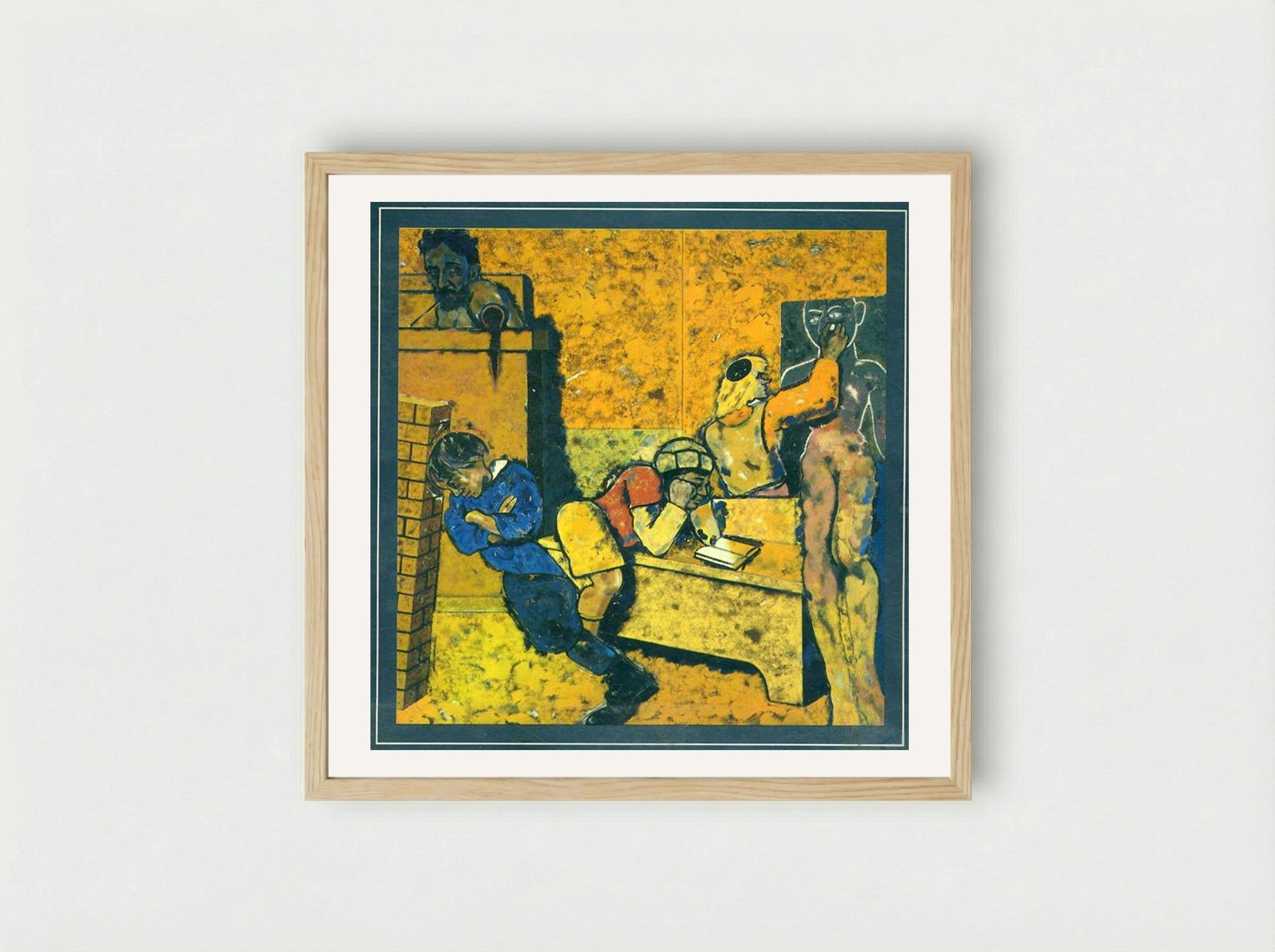 The Jewish School (Drawing a Golem) - R. B. Kitaj - Framed Print Wood