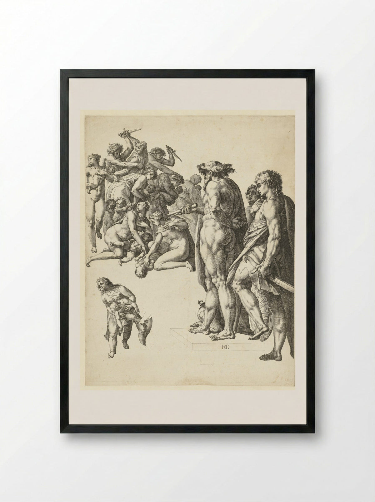 The Massacre of the Innocents - Hendrick Goltzius - Framed Print Black