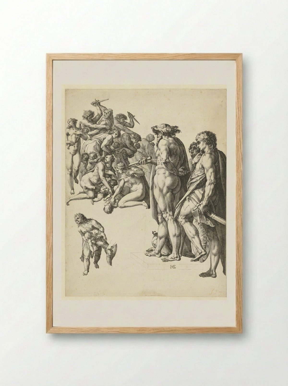 The Massacre of the Innocents - Hendrick Goltzius - Framed Print Wood