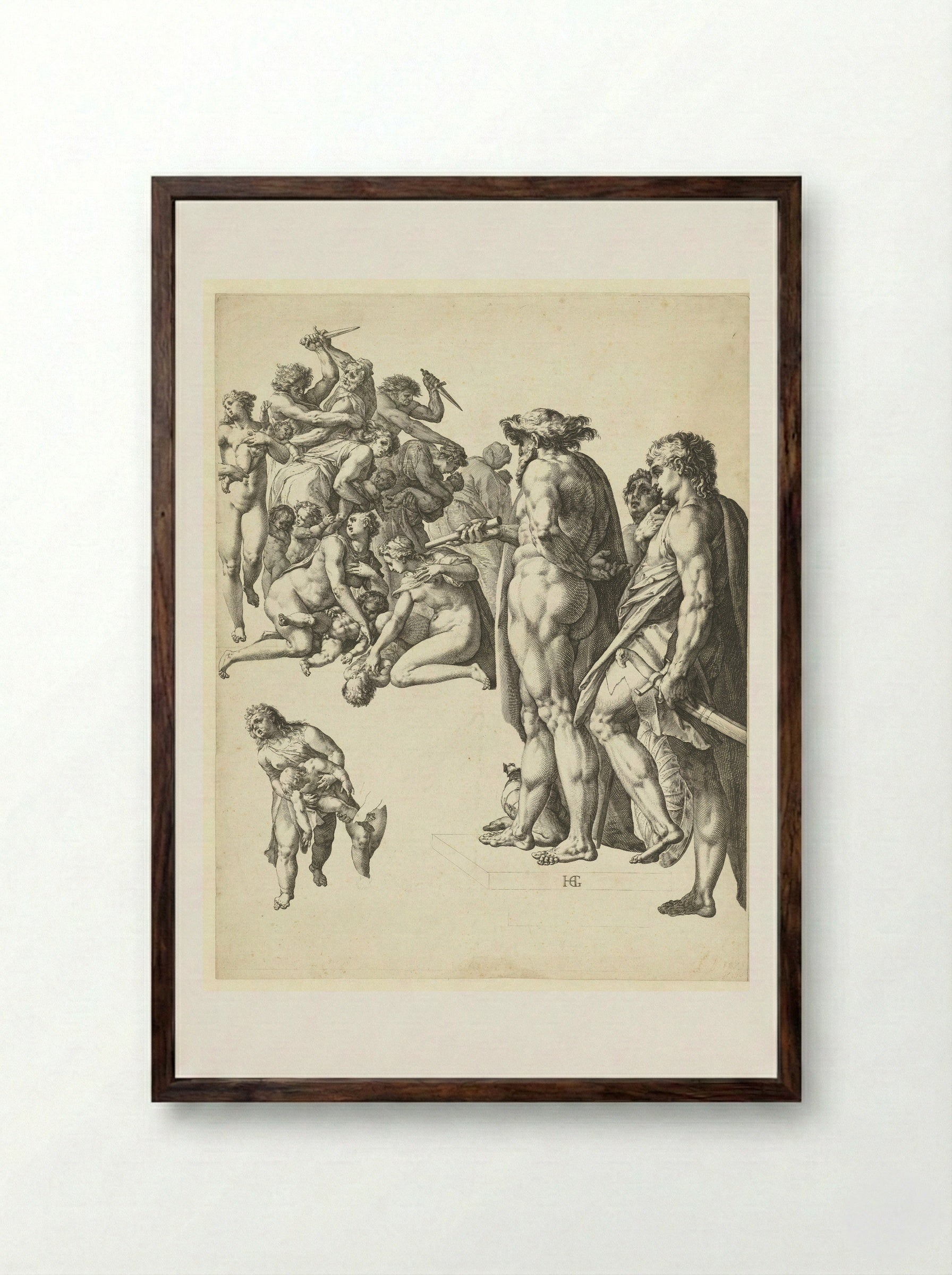 The Massacre of the Innocents - Hendrick Goltzius - Framed Print Dark Wood