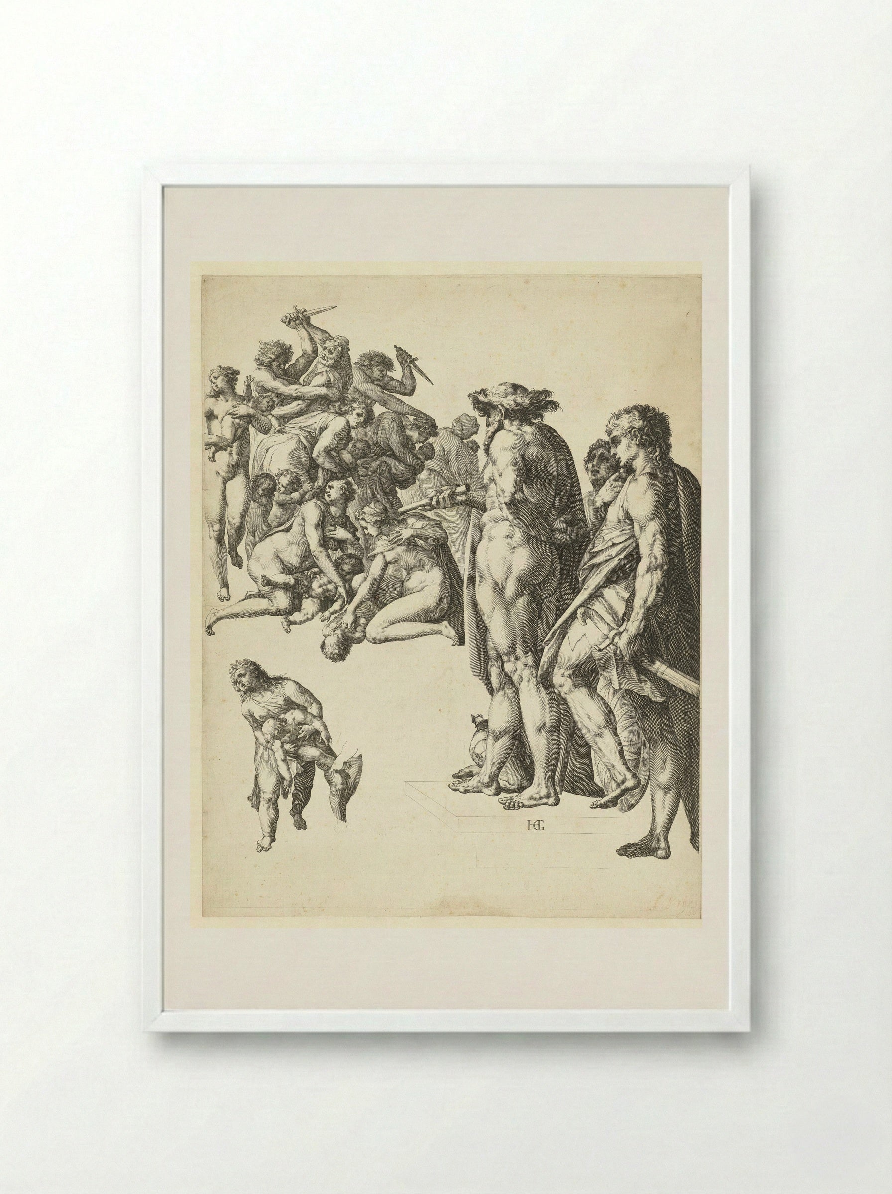 The Massacre of the Innocents - Hendrick Goltzius - Framed Print White