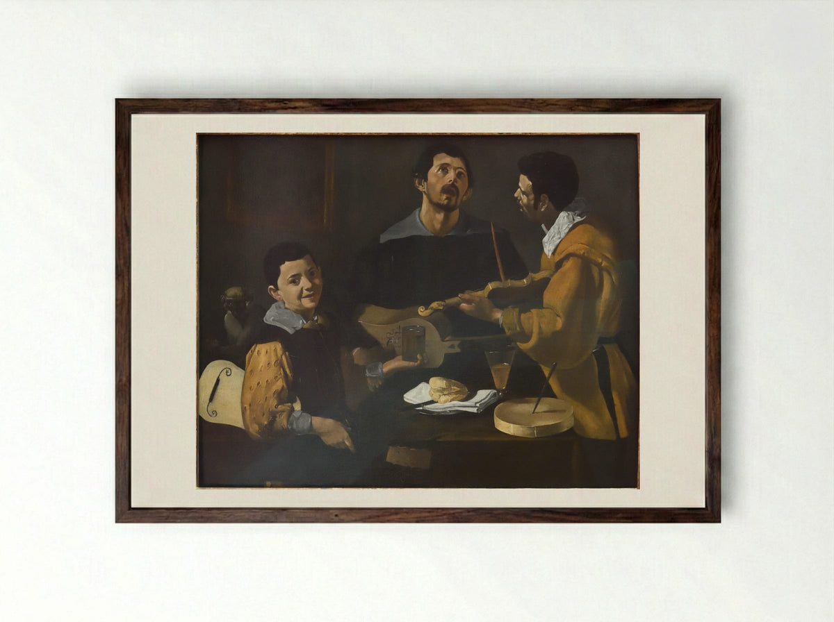 Three Musicians - Diego Velázquez - Framed Print Dark Wood