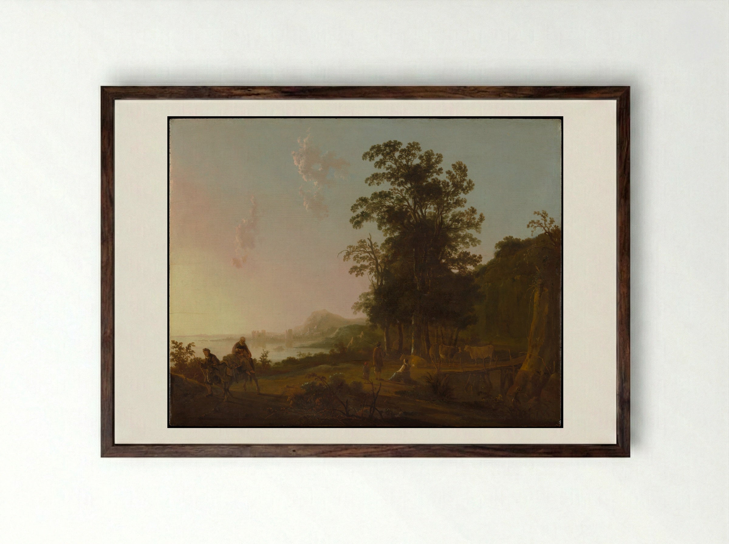 Landscape with the Flight into Egypt - Aelbert Cuyp - Framed Print Dark Wood
