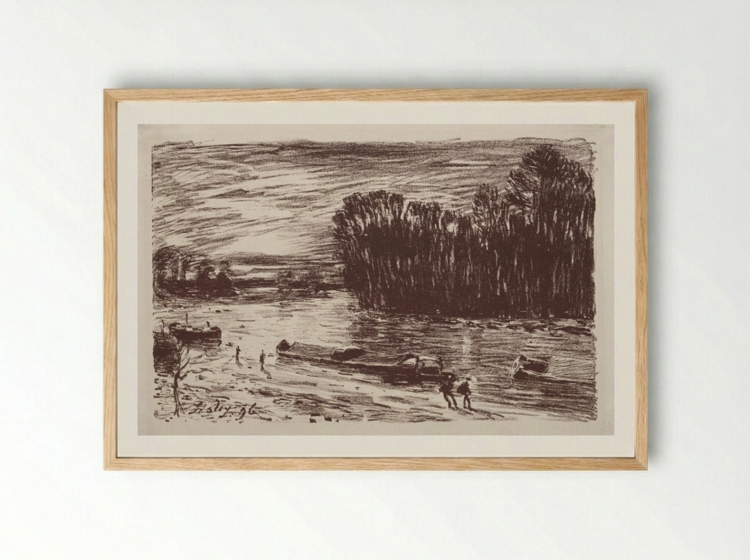 Bords du Loing, près Saint-Mammès - Alfred Sisley - Framed Print Wood