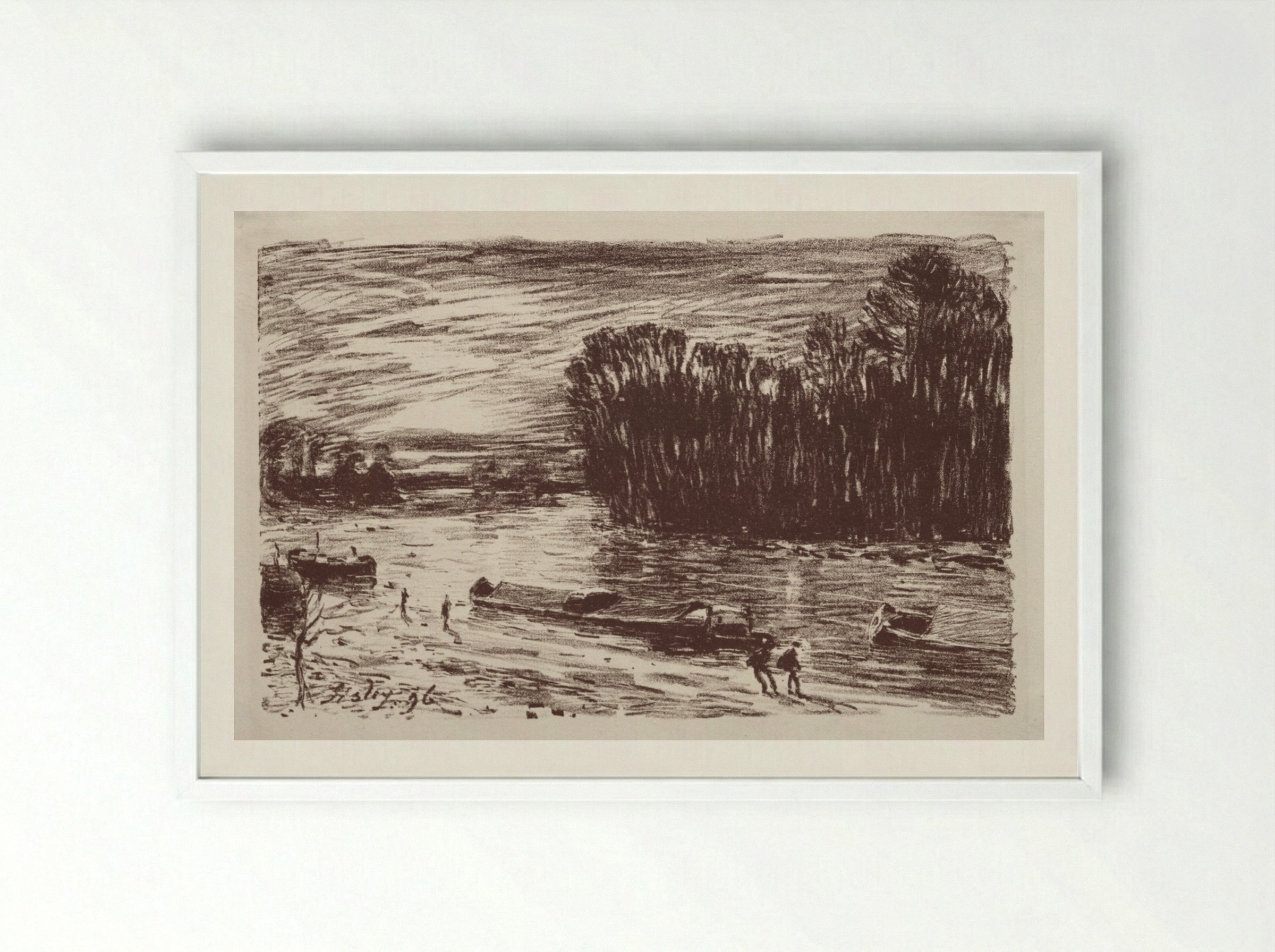 Bords du Loing, près Saint-Mammès - Alfred Sisley - Framed Print White