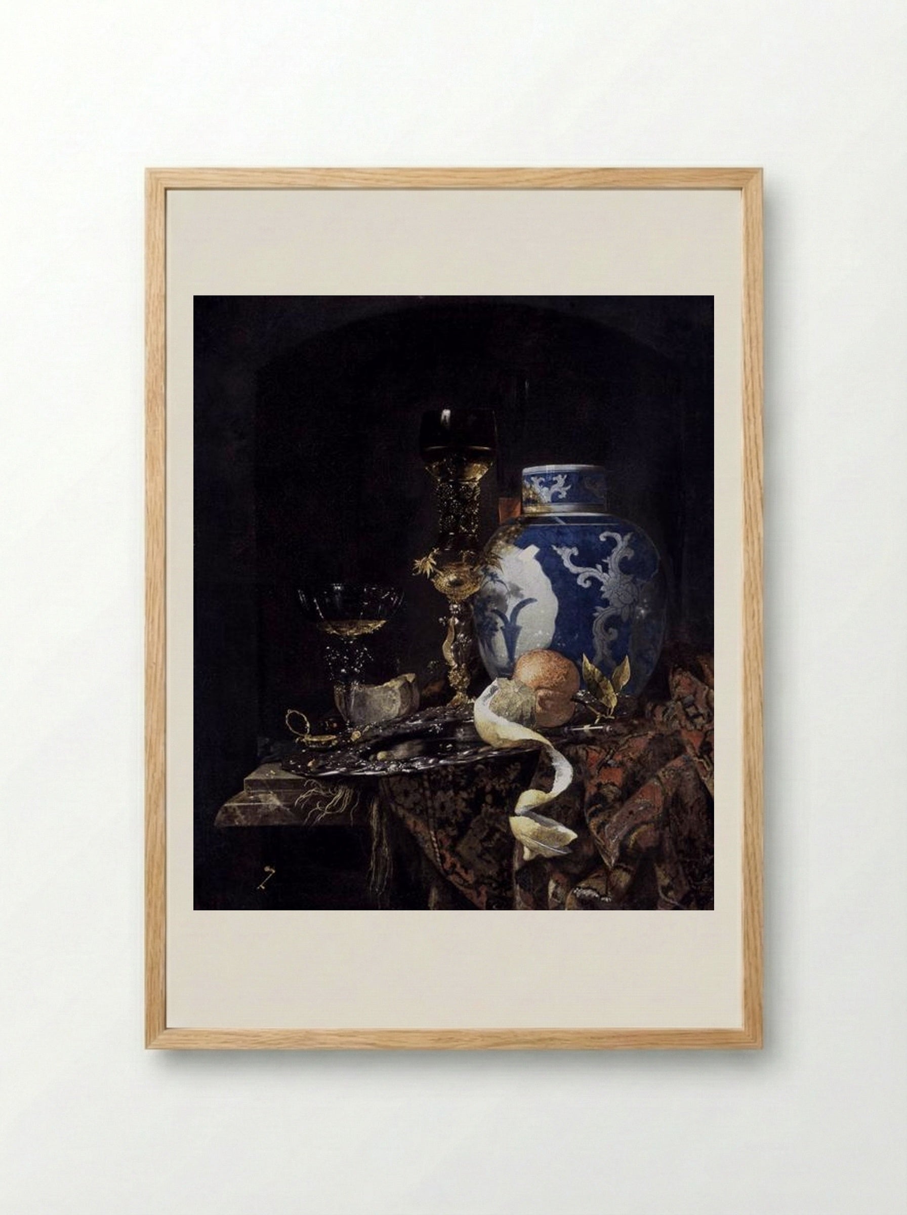 Still-Life with a Late Ming Ginger Jar - Willem Kalf - Framed Print Wood