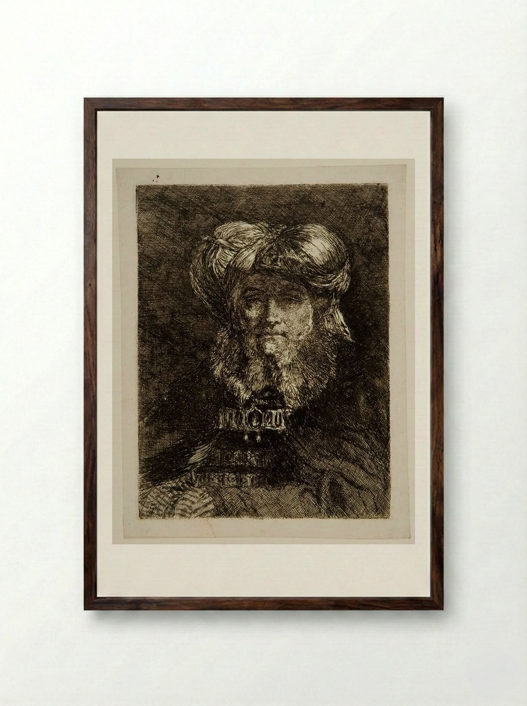 Old Man in the Manner of Rembrandt - Giovanni Domenico Tiepolo - Framed Print Dark Wood