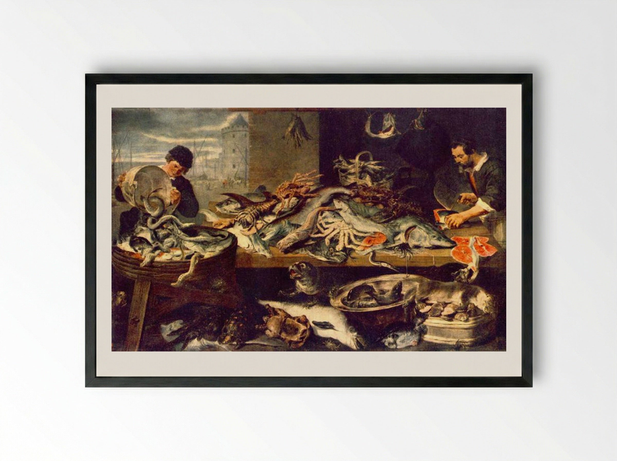 Fish Shop - Frans Snyders - Framed Print Black