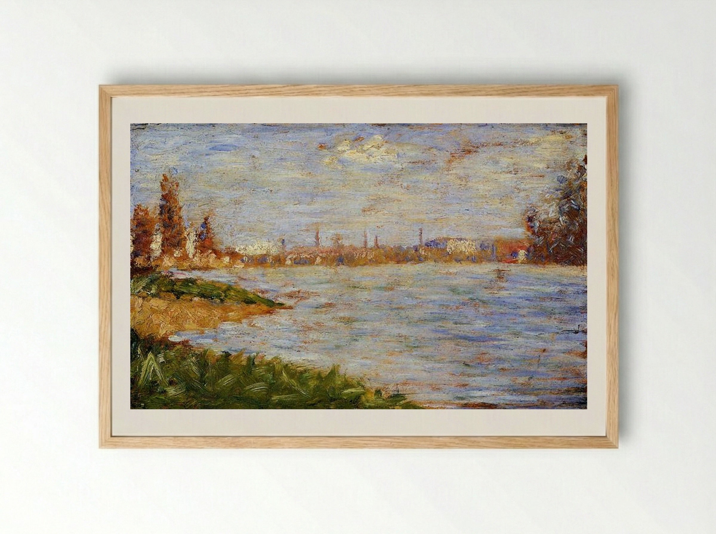 The Riverbanks - Georges Seurat - Framed Print Wood