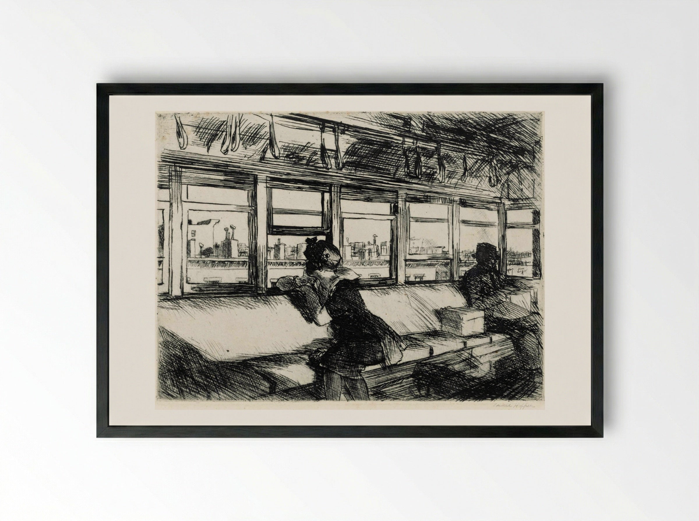 The El Station - Edward Hopper - Framed Print Black