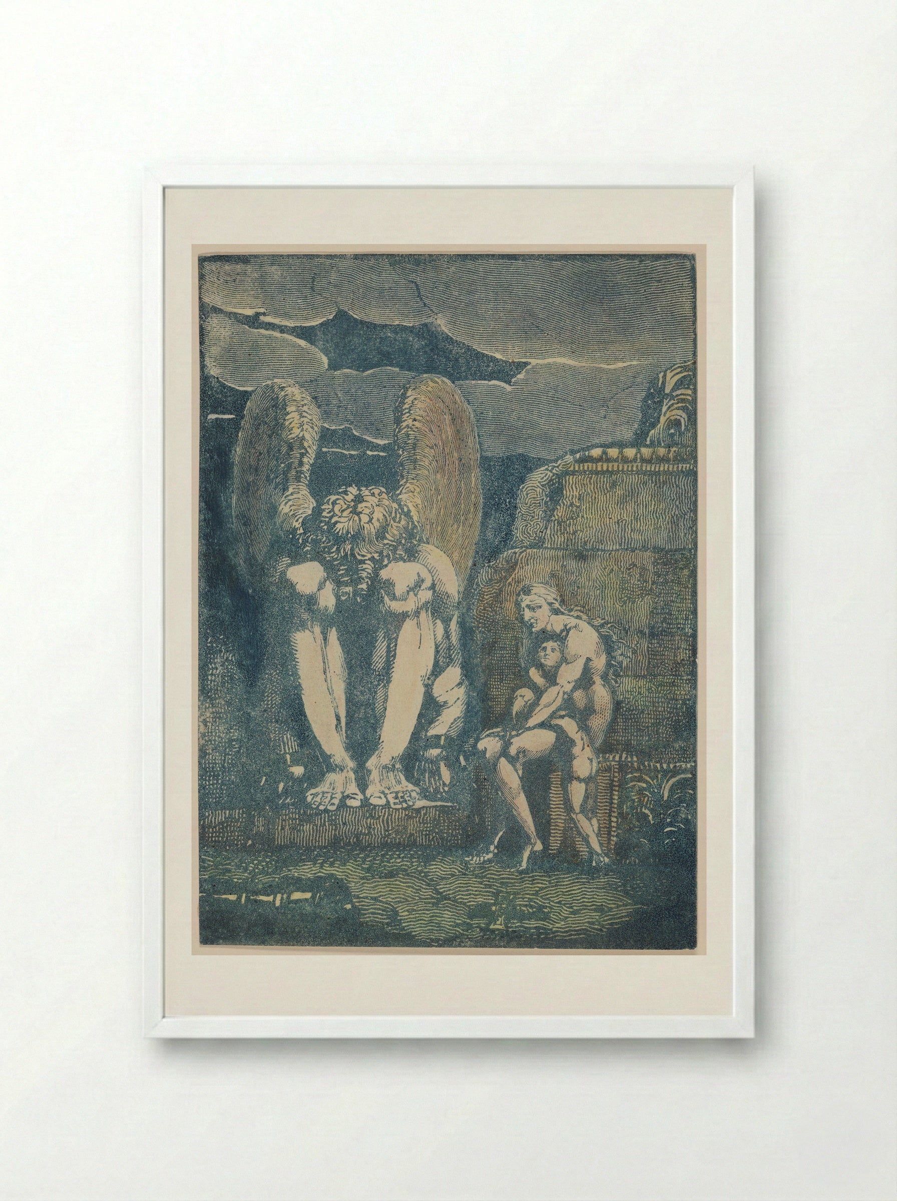 Frontispiece for America a Prophecy - William Blake - Framed Print White
