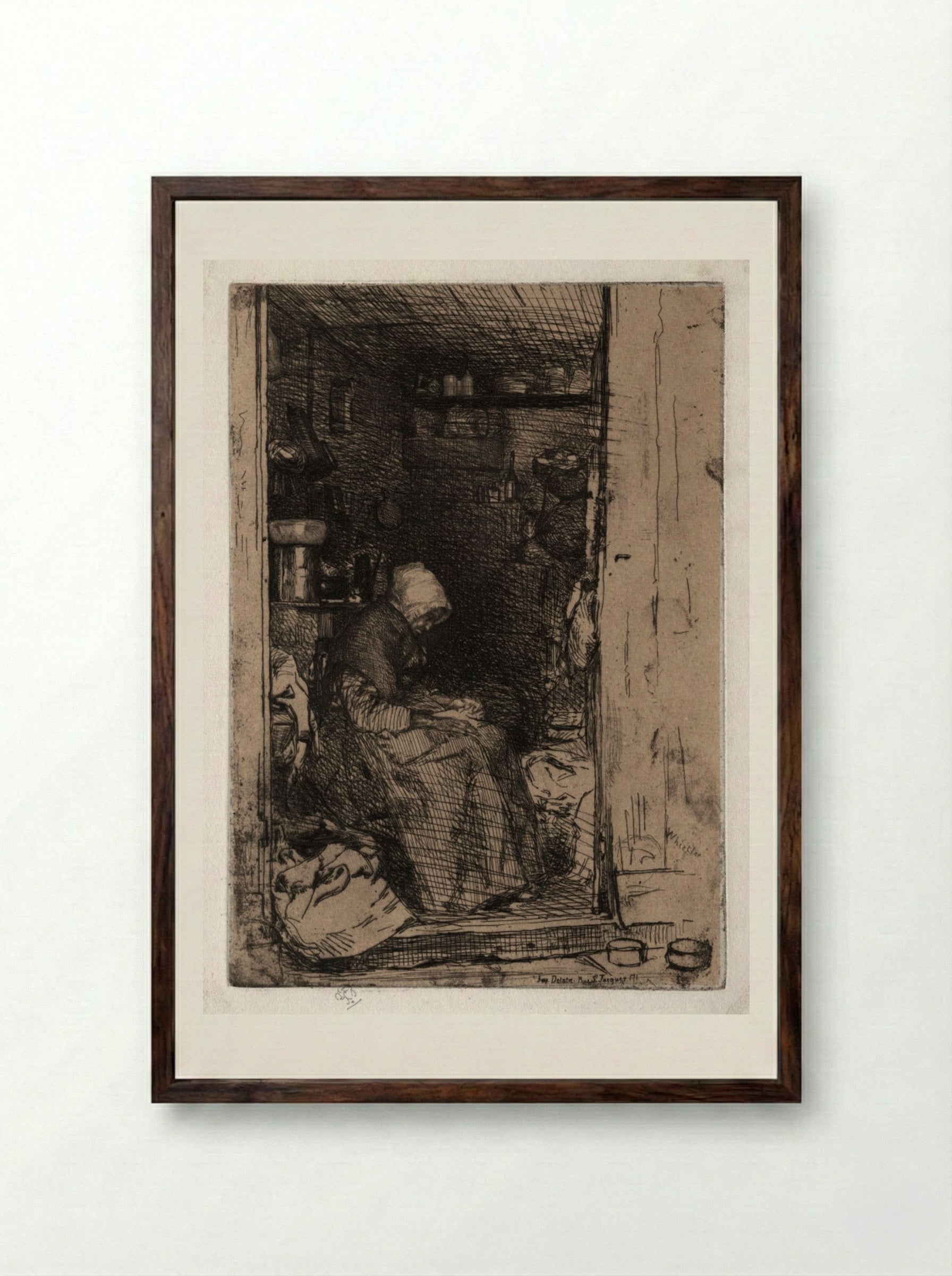 The Old Rag Woman - James McNeill Whistler - Framed Print Dark Wood