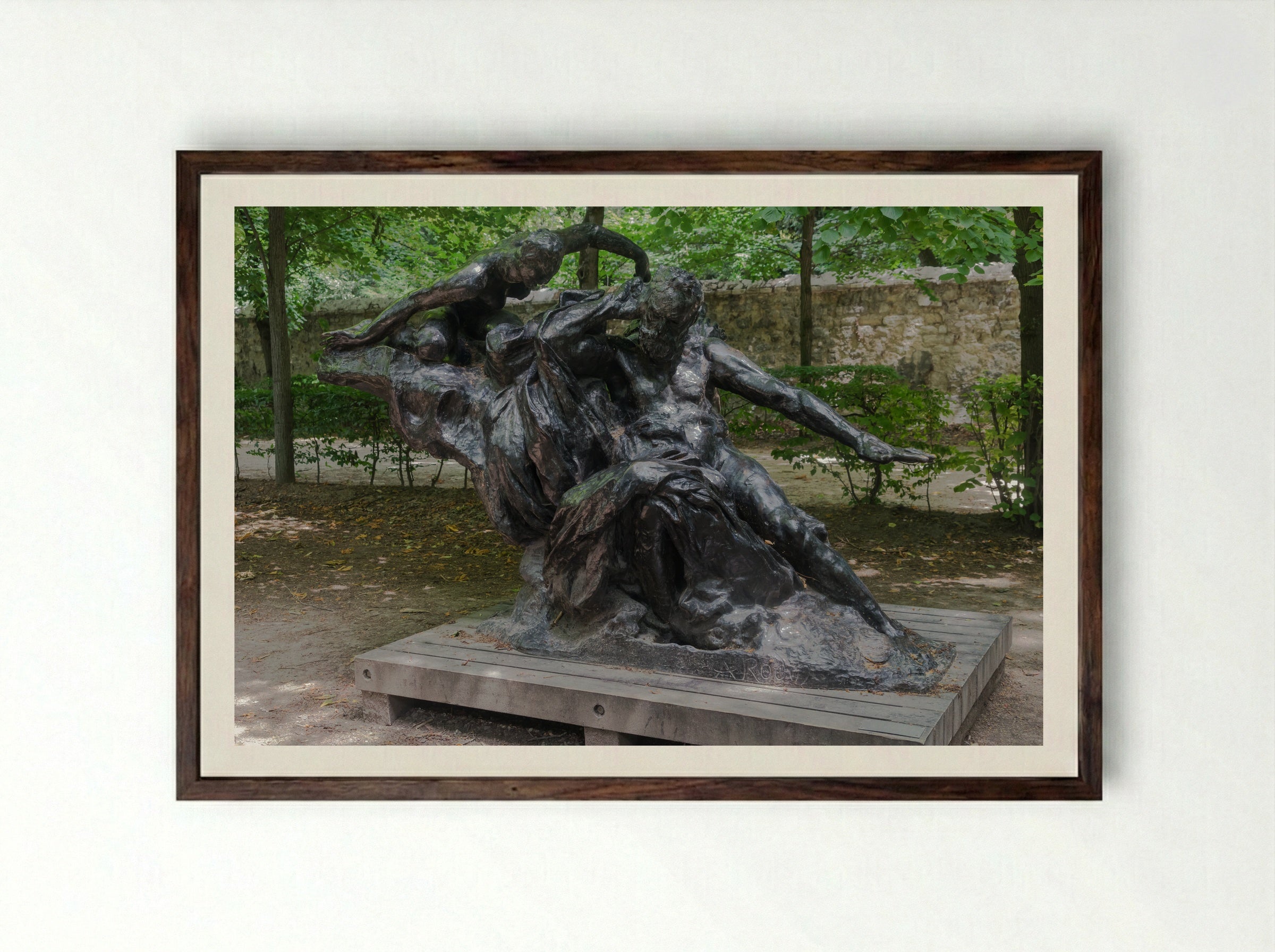 Victor Hugo and the Muses - Auguste Rodin - Framed Print Dark Wood