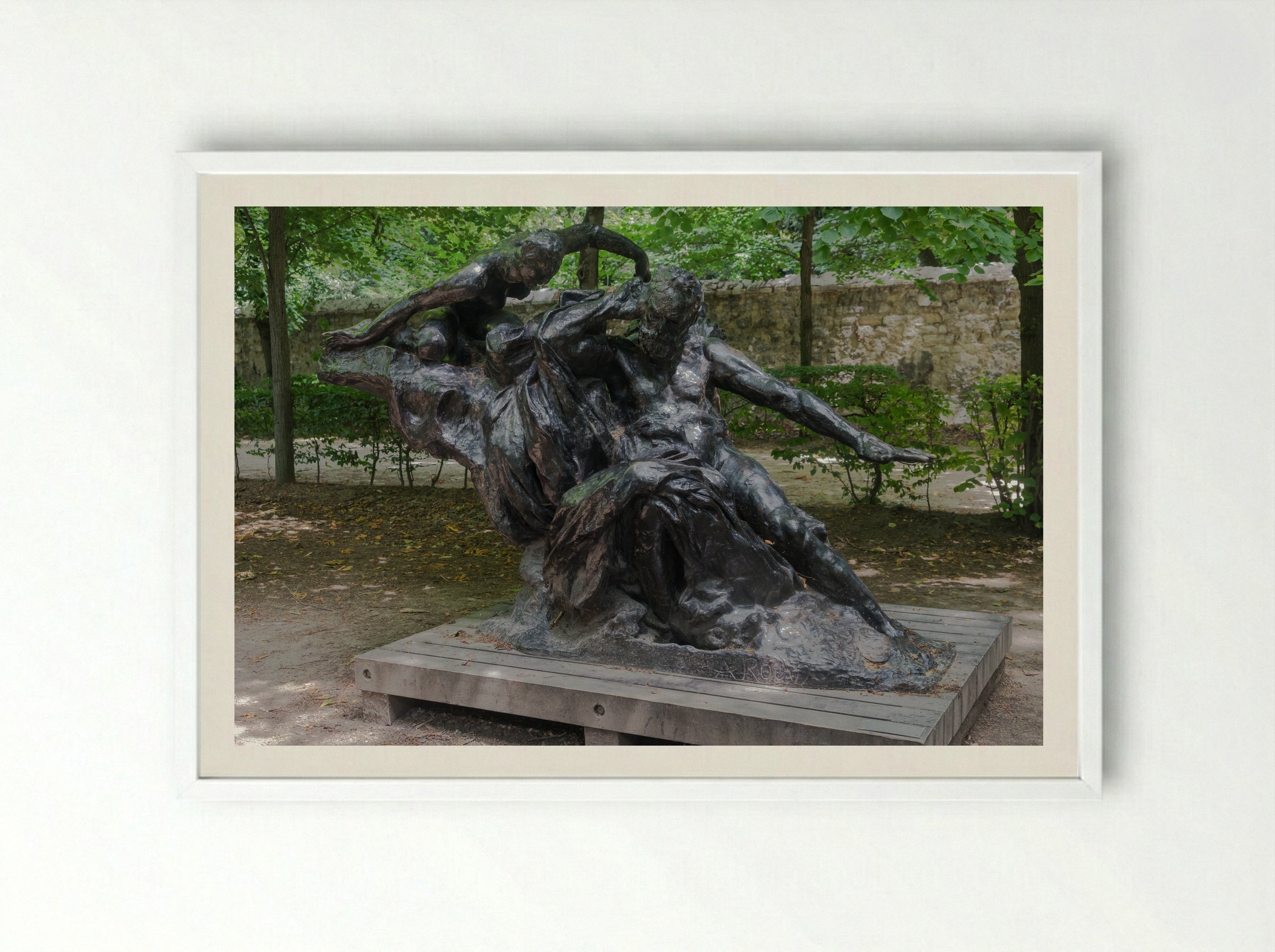 Victor Hugo and the Muses - Auguste Rodin - Framed Print White