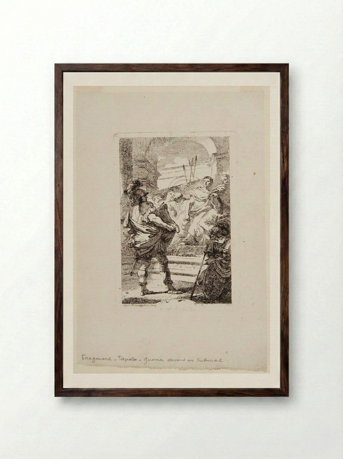 Warrior Before a Tribunal - Jean-Honoré Fragonard - Framed Print Dark Wood