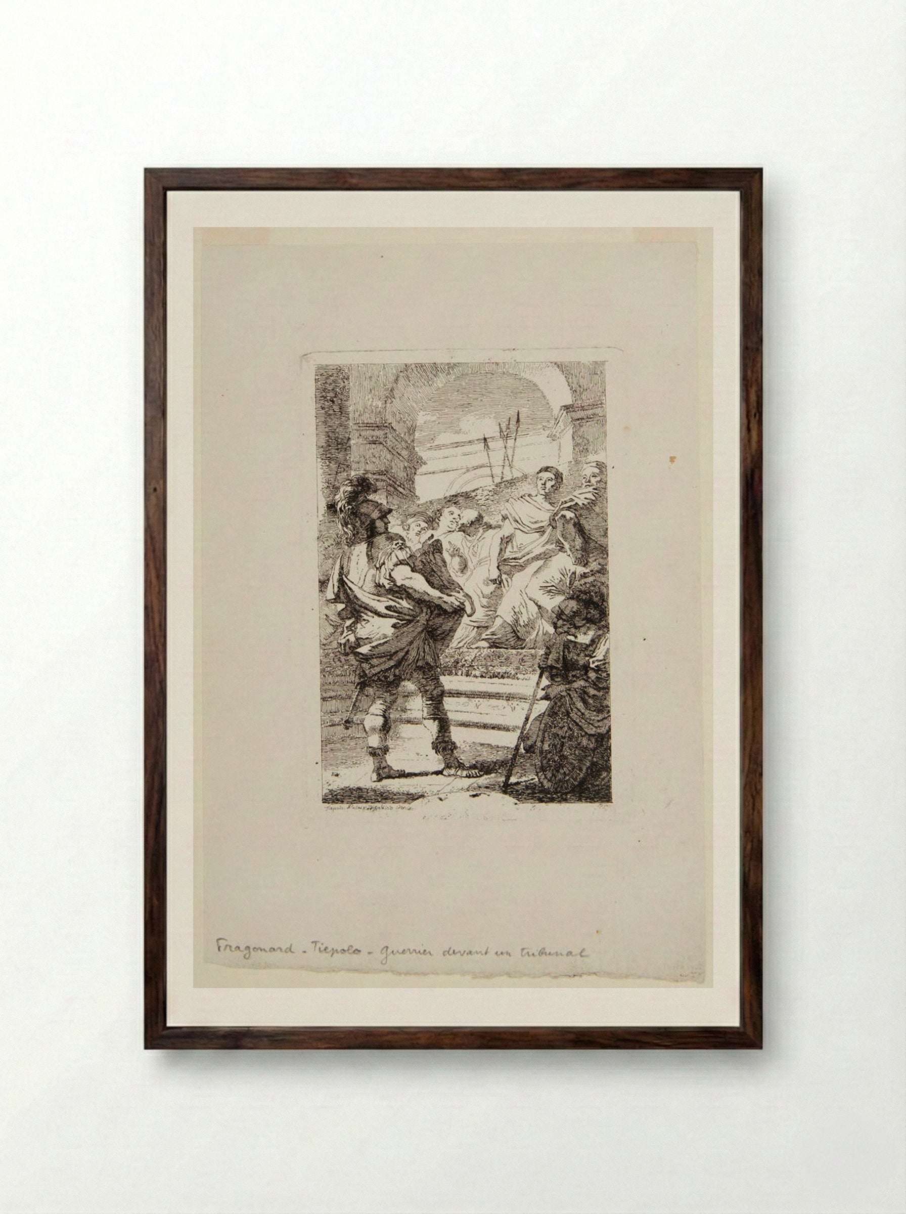 Warrior Before a Tribunal - Jean-Honoré Fragonard - Framed Print Dark Wood