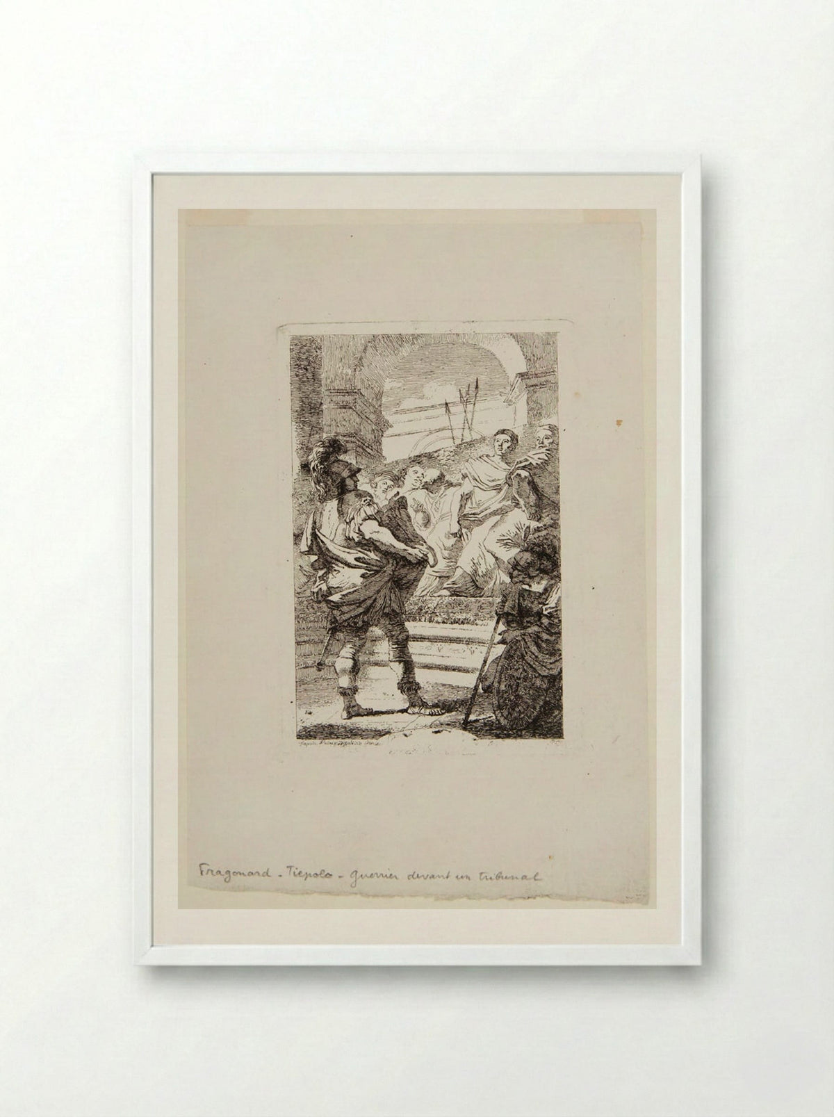 Warrior Before a Tribunal - Jean-Honoré Fragonard - Framed Print White