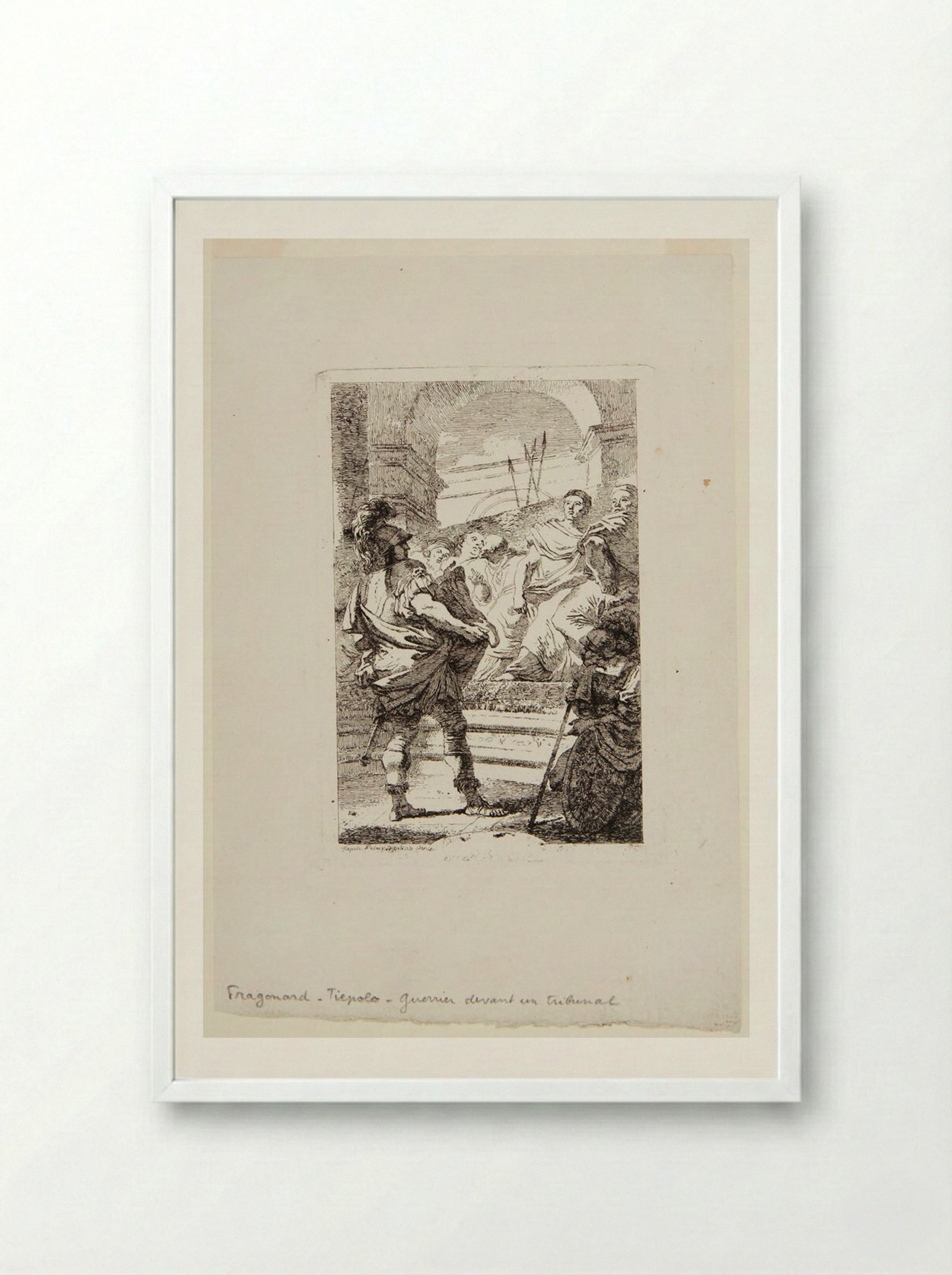 Warrior Before a Tribunal - Jean-Honoré Fragonard - Framed Print White
