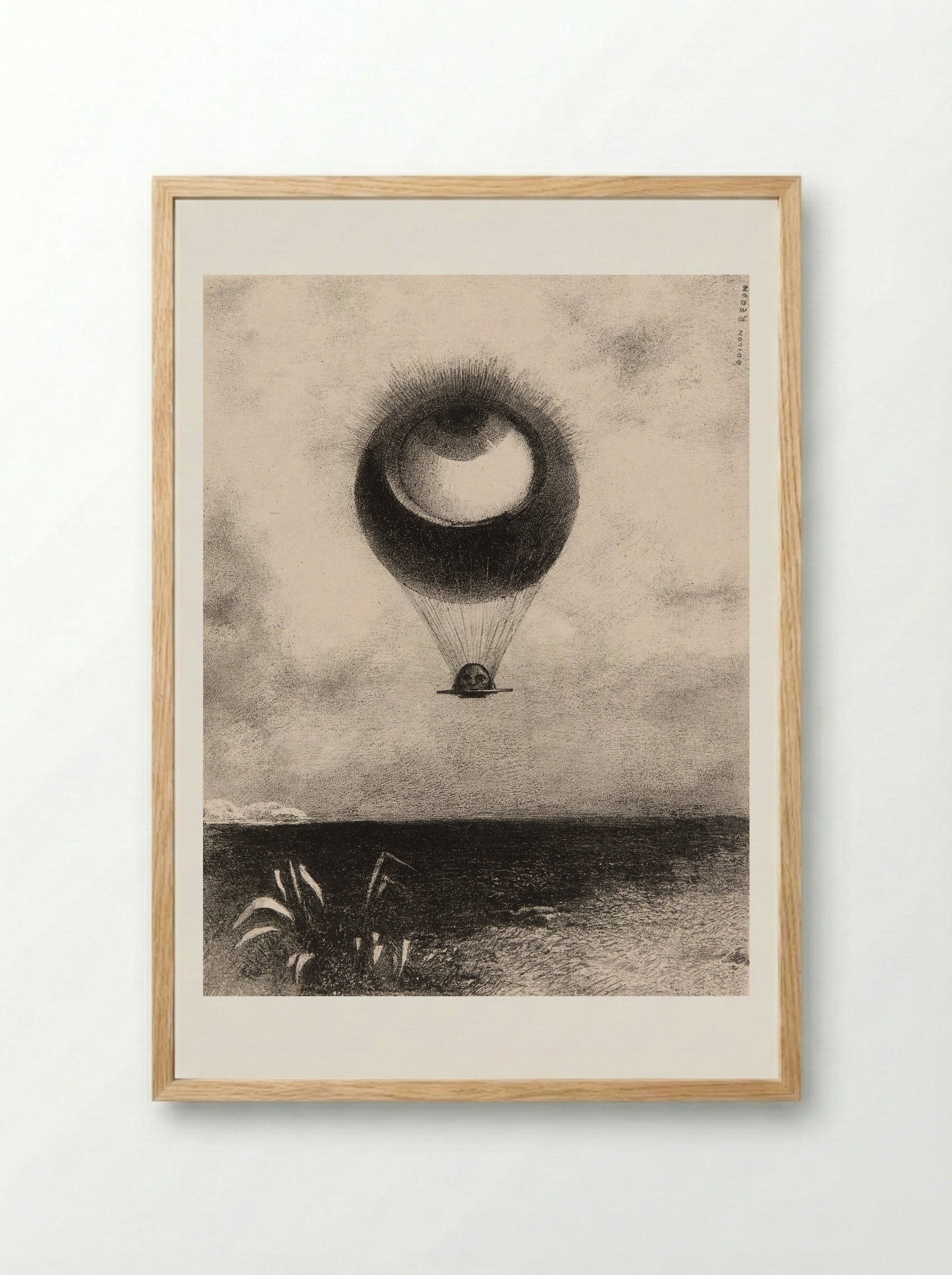 The Eye, Like a Strange Balloon Moves Towards Infinity - Odilon Redon - Framed Print Wood