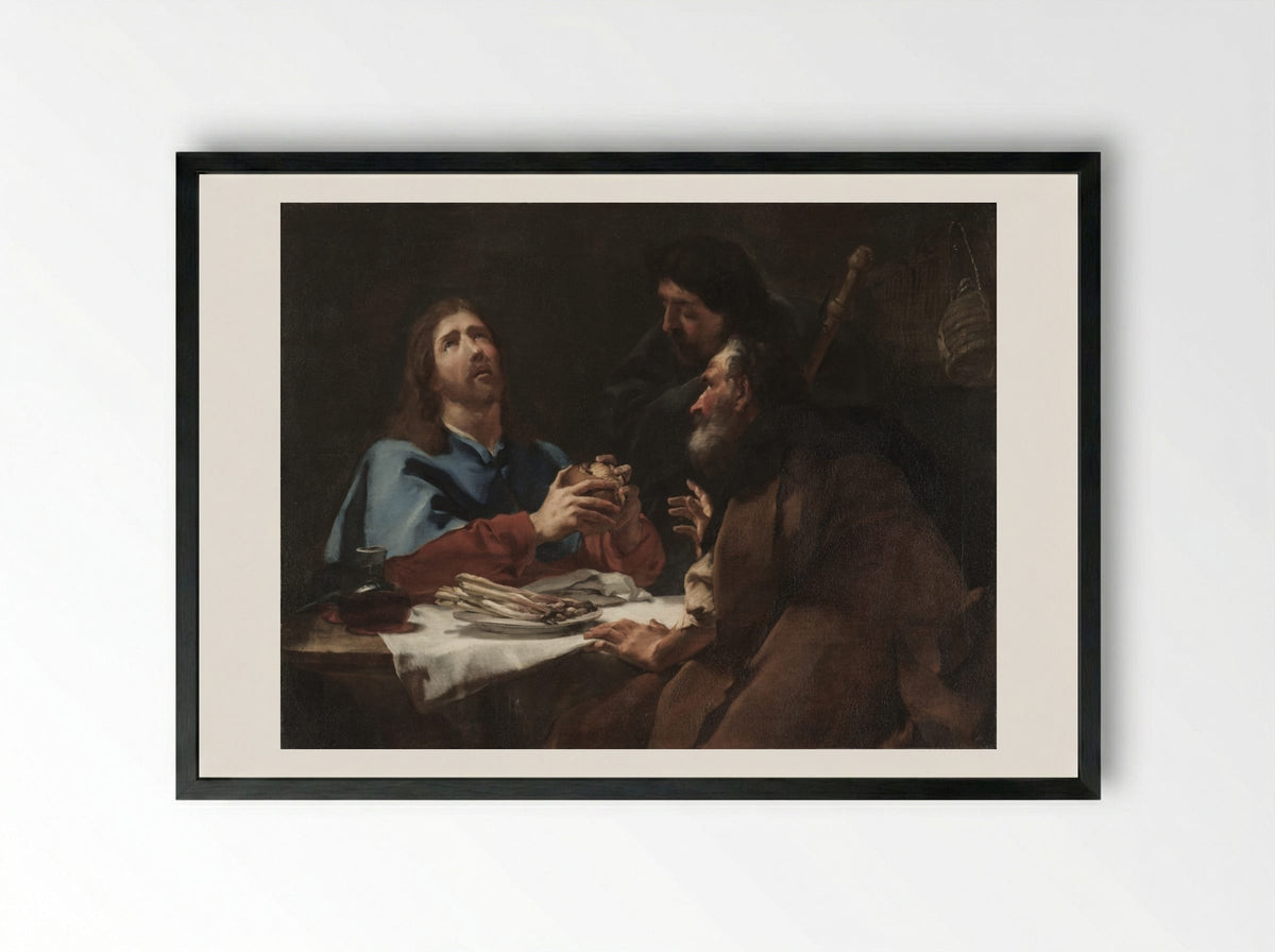 The Supper at Emmaus - Giovanni Battista Piazzetta - Framed Print Black