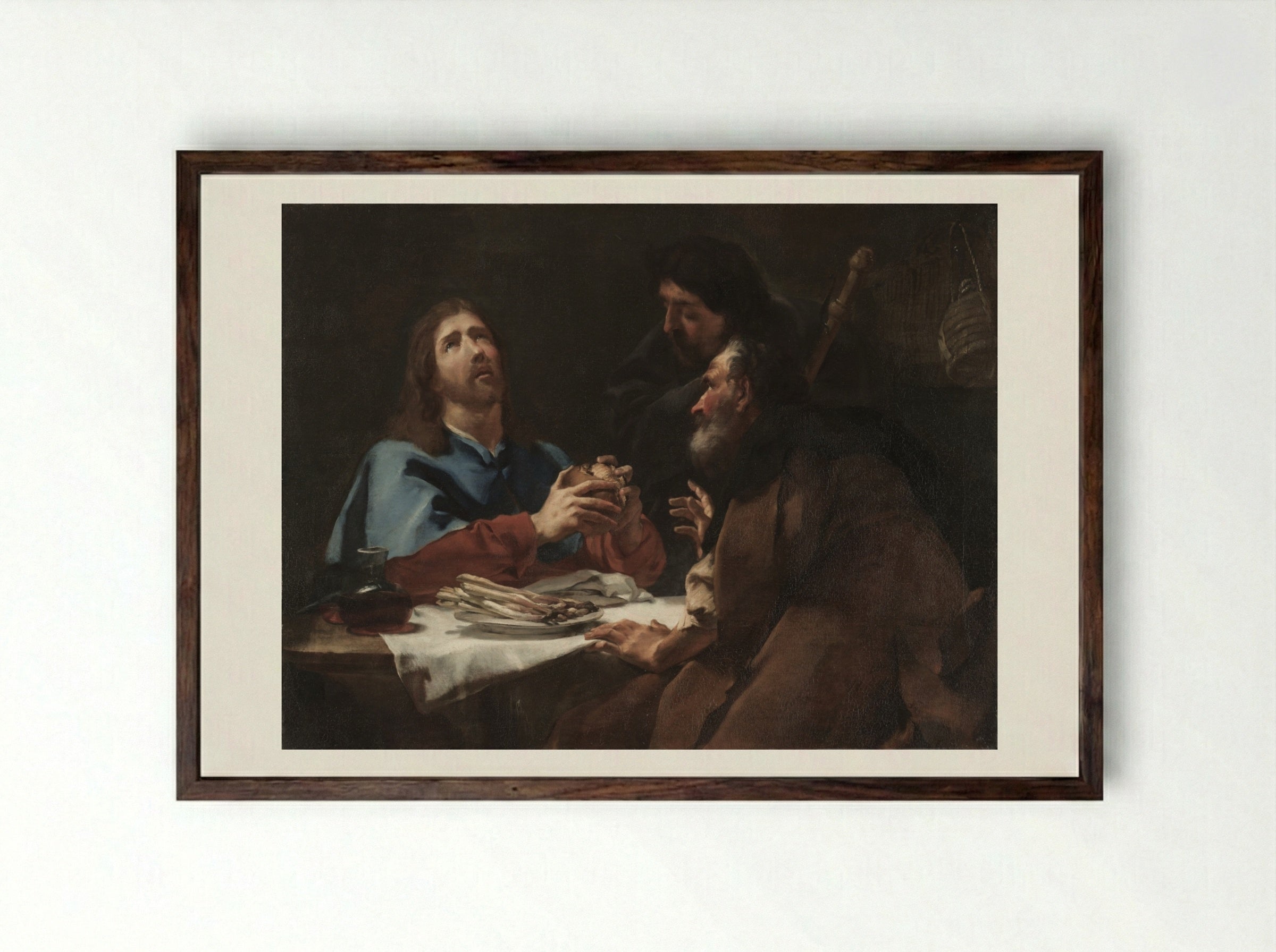 The Supper at Emmaus - Giovanni Battista Piazzetta - Framed Print Dark Wood