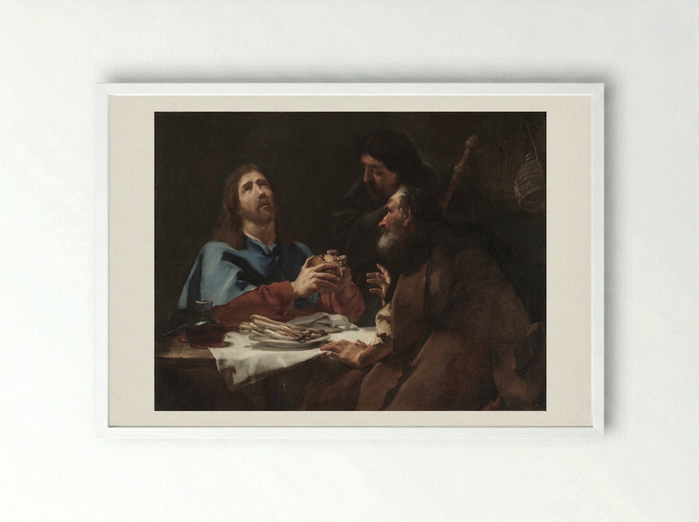 The Supper at Emmaus - Giovanni Battista Piazzetta - Framed Print White