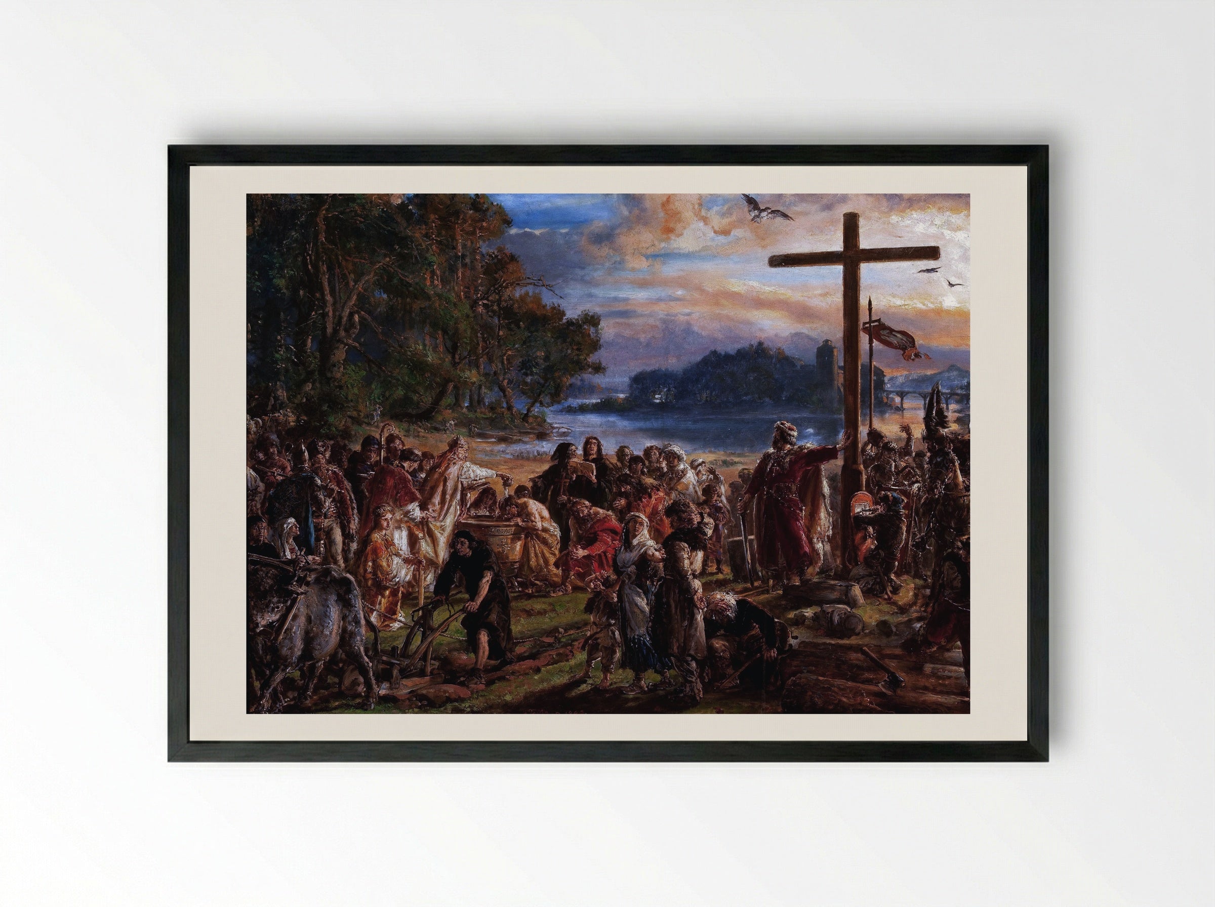 Christianization of Poland A.D. 965 - Jan Matejko - Framed Print Black