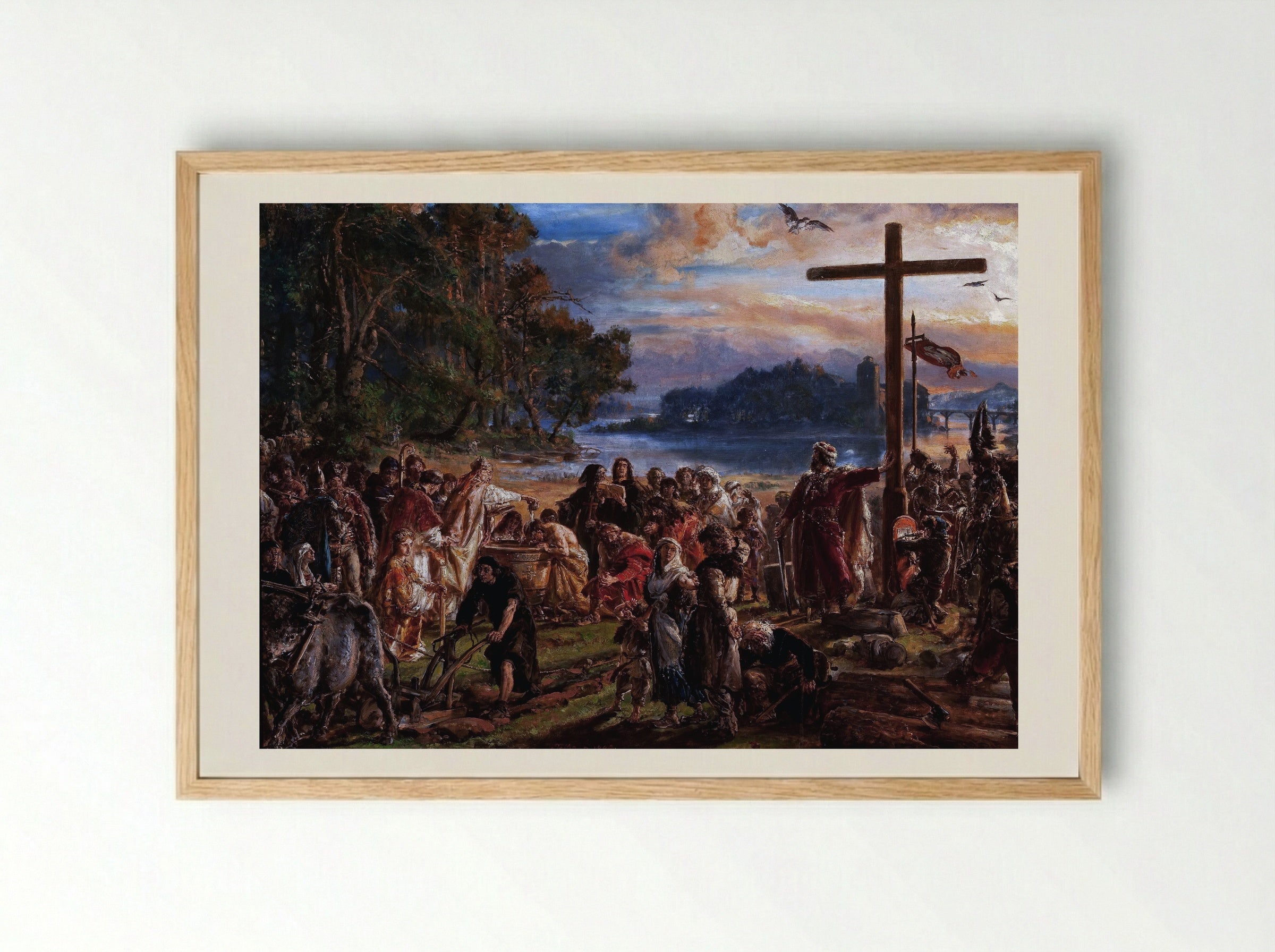 Christianization of Poland A.D. 965 - Jan Matejko - Framed Print Wood
