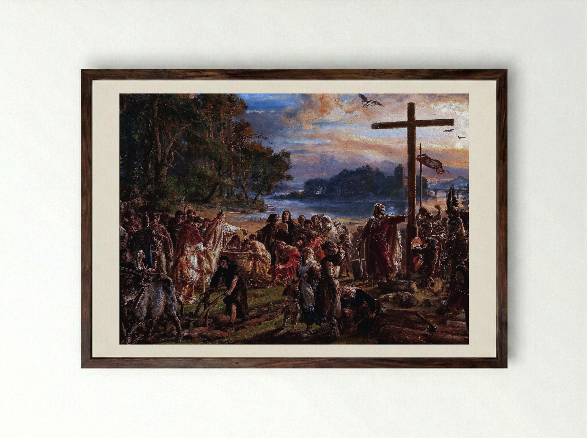 Christianization of Poland A.D. 965 - Jan Matejko - Framed Print Dark Wood