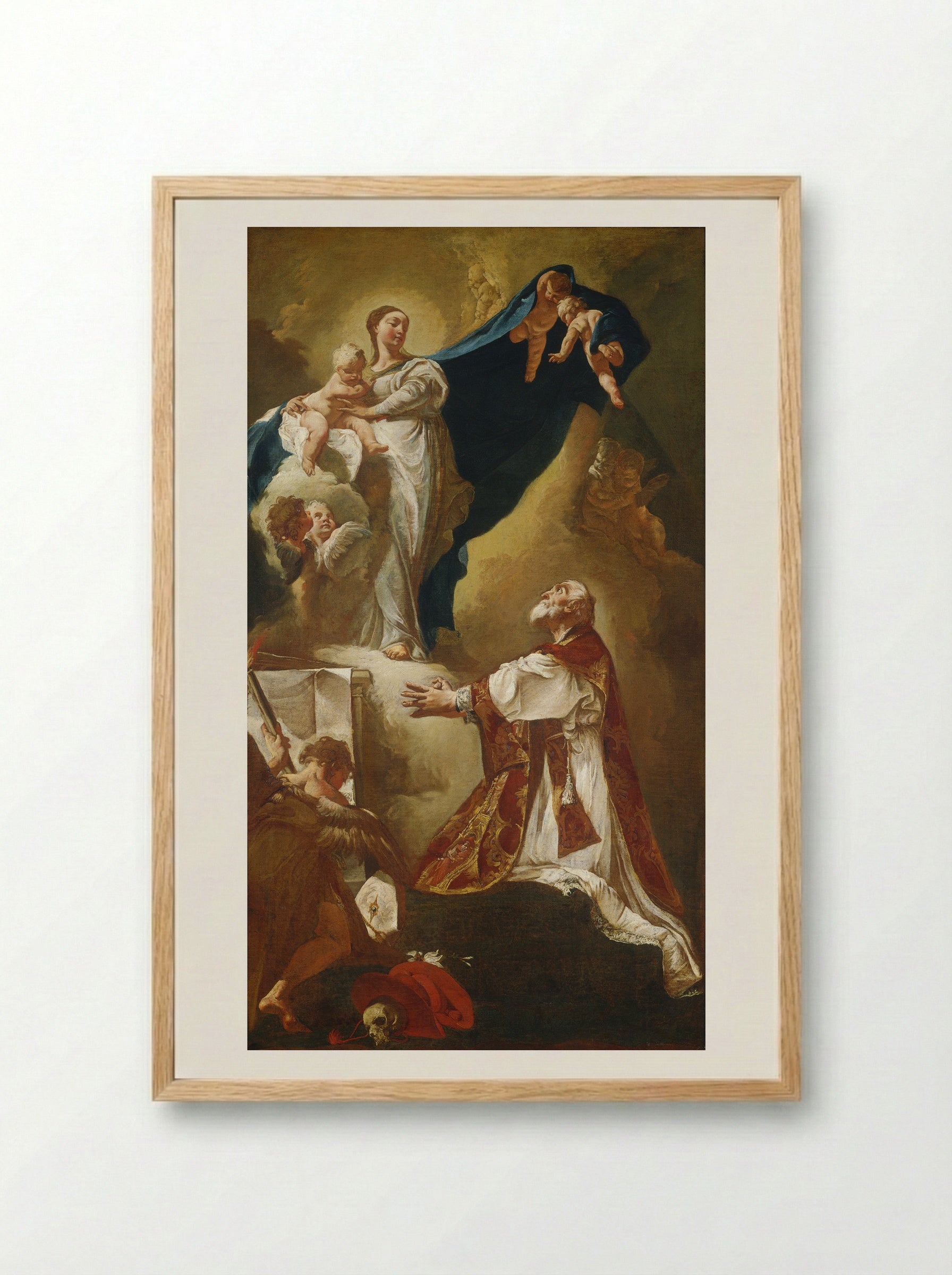 The Virgin Appearing to Saint Philip Neri - Giovanni Battista Piazzetta - Framed Print Wood