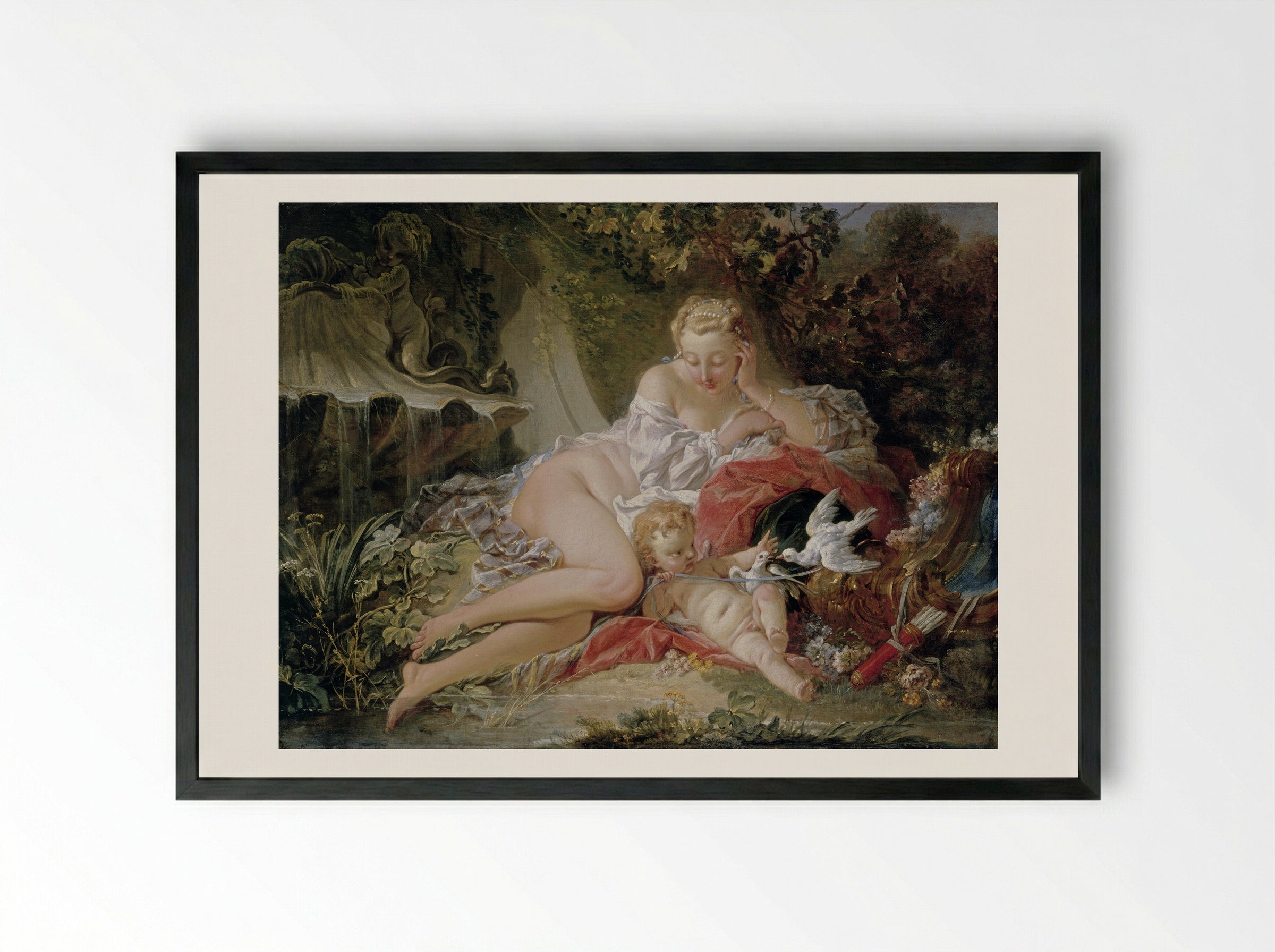 Venus and Cupid - François Boucher - Framed Print Black