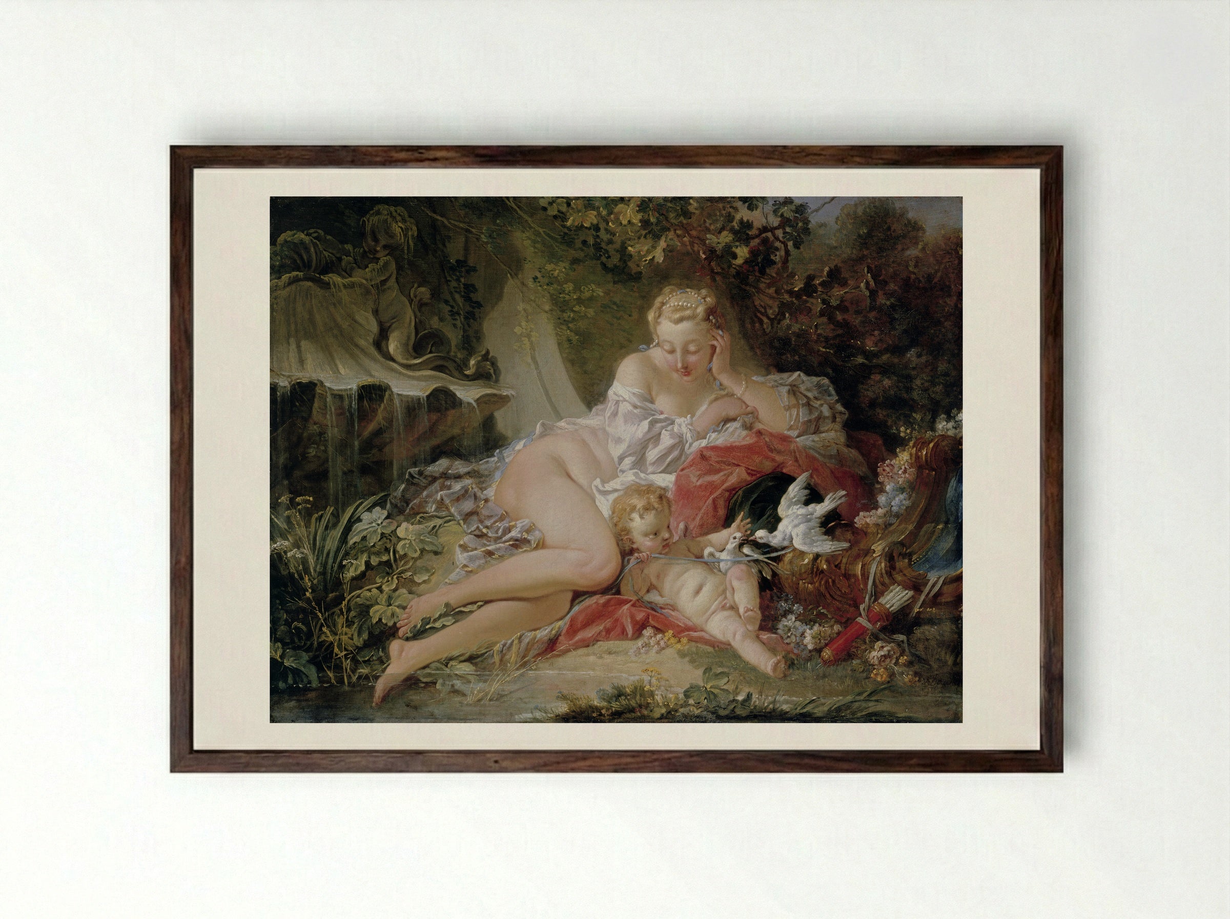 Venus and Cupid - François Boucher - Framed Print Dark Wood