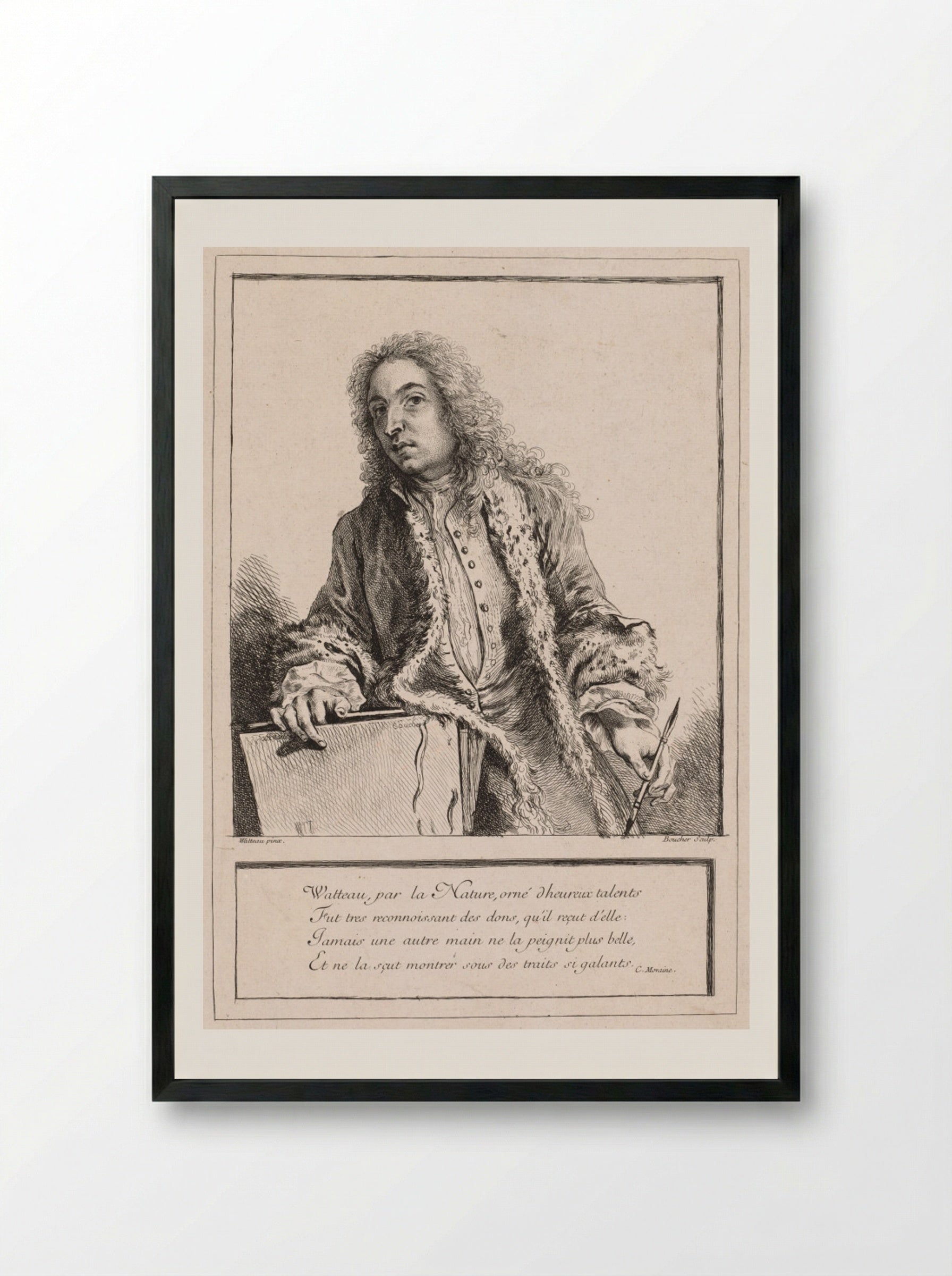 Antoine Watteau - François Boucher - Framed Print Black