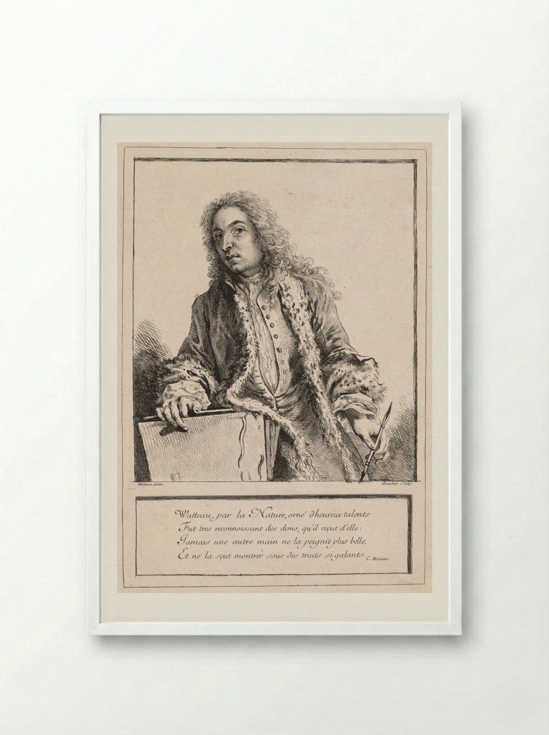 Antoine Watteau - François Boucher - Framed Print White