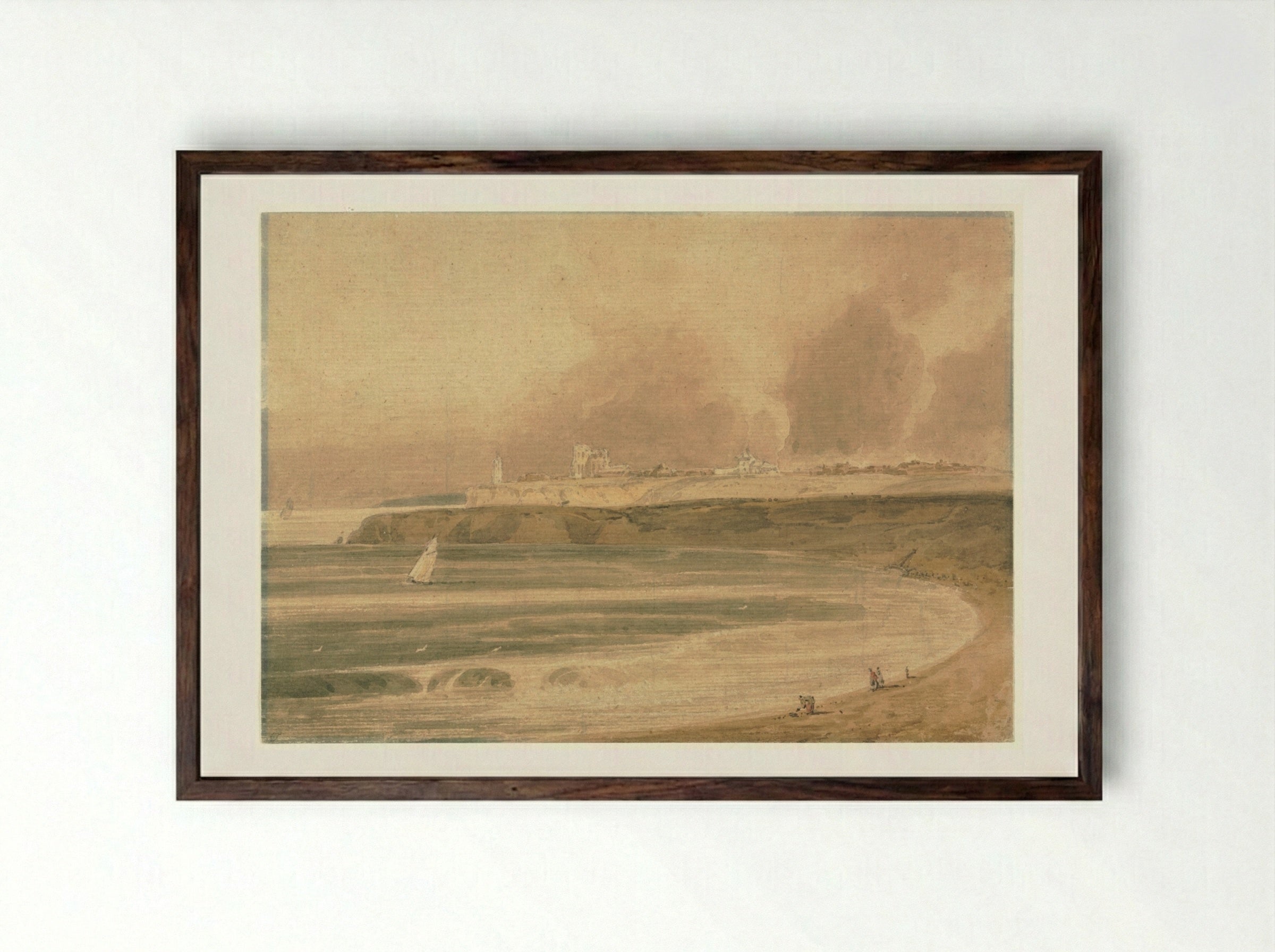 Tynemouth, Northumberland - Thomas Girtin - Framed Print Dark Wood