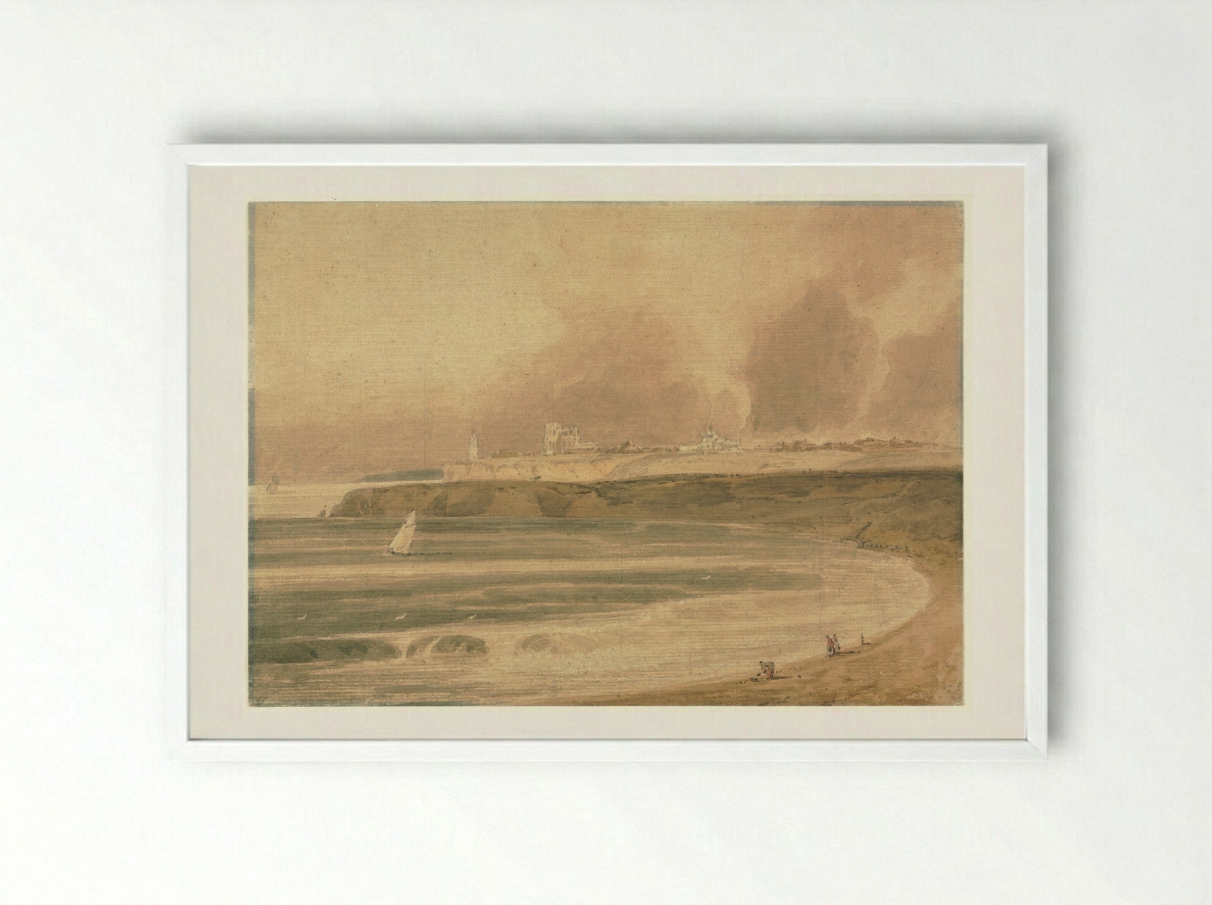 Tynemouth, Northumberland - Thomas Girtin - Framed Print White
