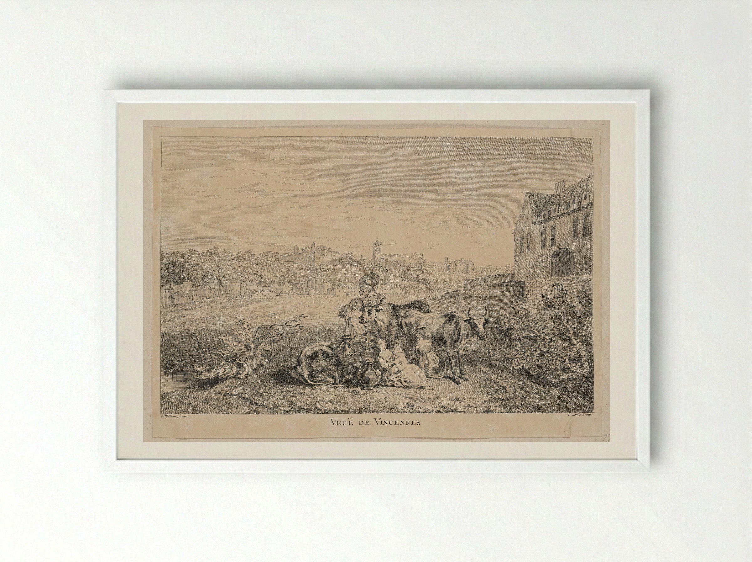 Veuë de Vincennes - François Boucher - Framed Print White