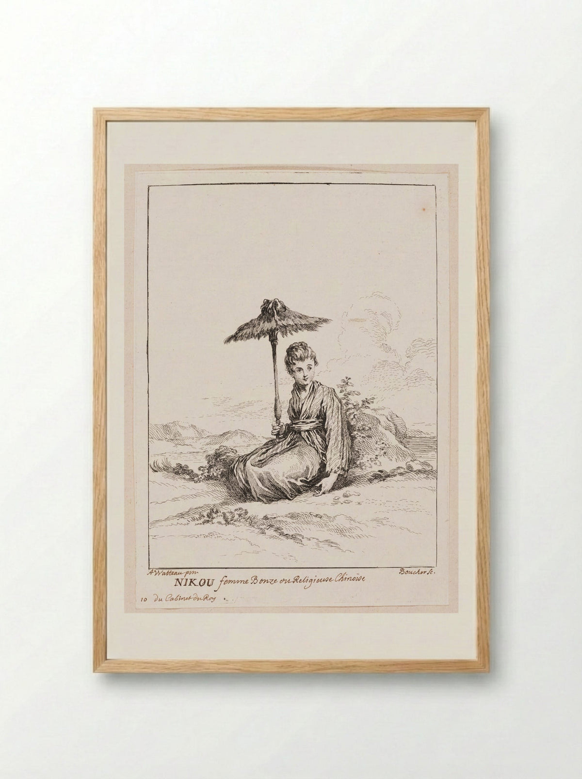 Nikou, Female Bonze or Chinese Nun - François Boucher - Framed Print Wood