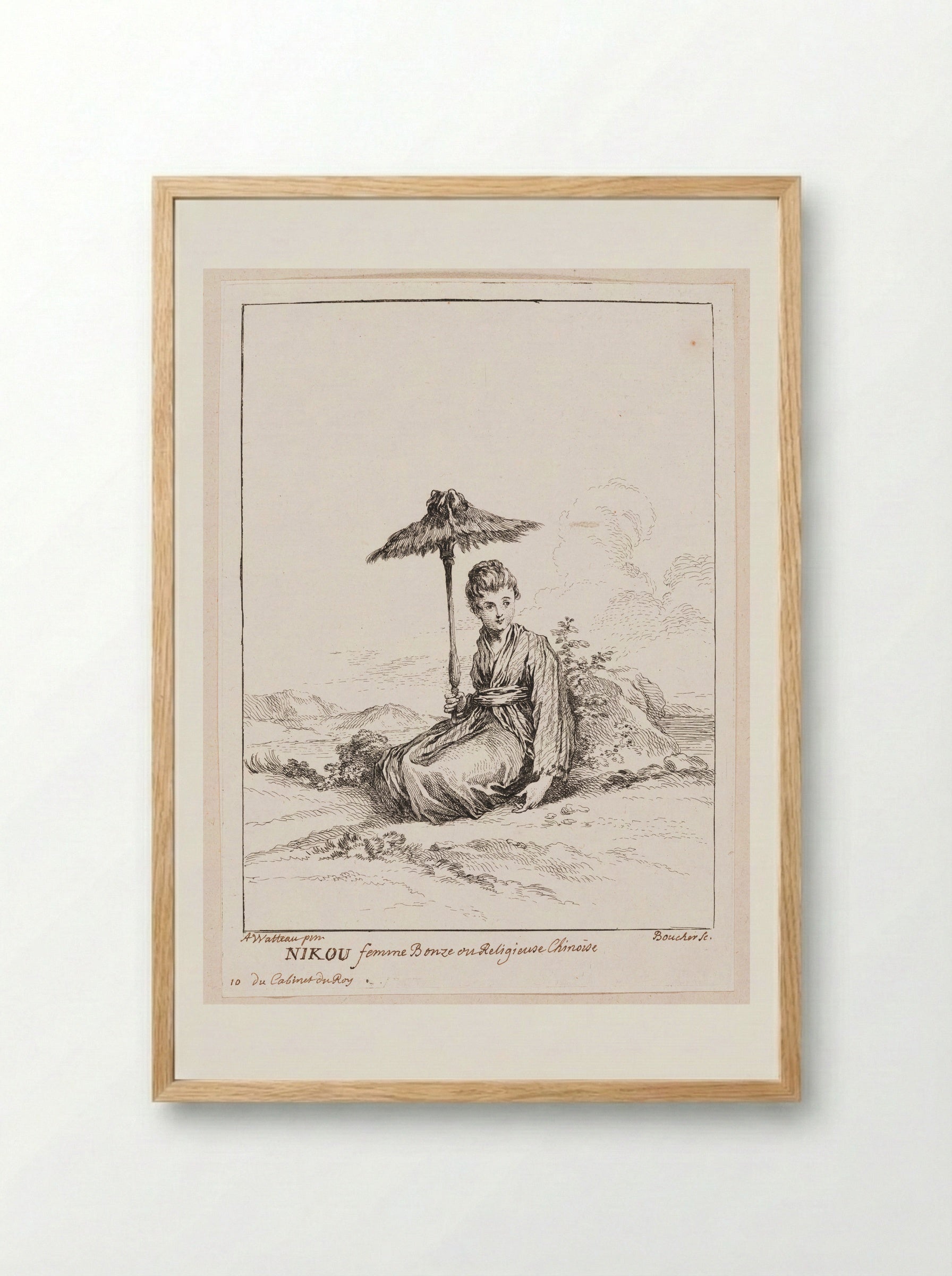 Nikou, Female Bonze or Chinese Nun - François Boucher - Framed Print Wood